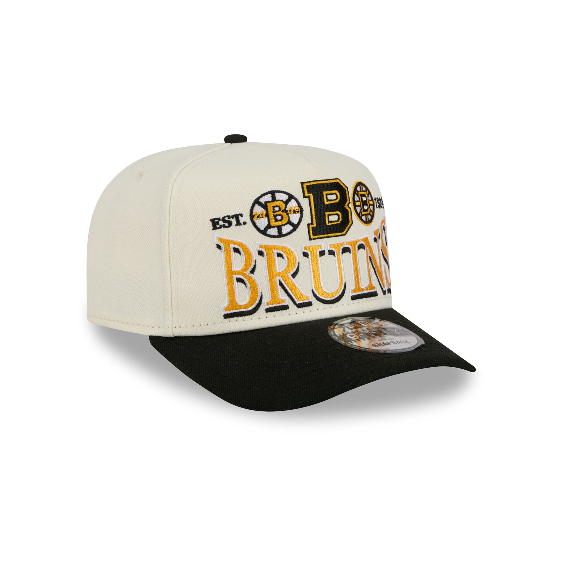 Boston Bruins Three Hit Chrome White 9FIFTY A-Frame Snapback Hat