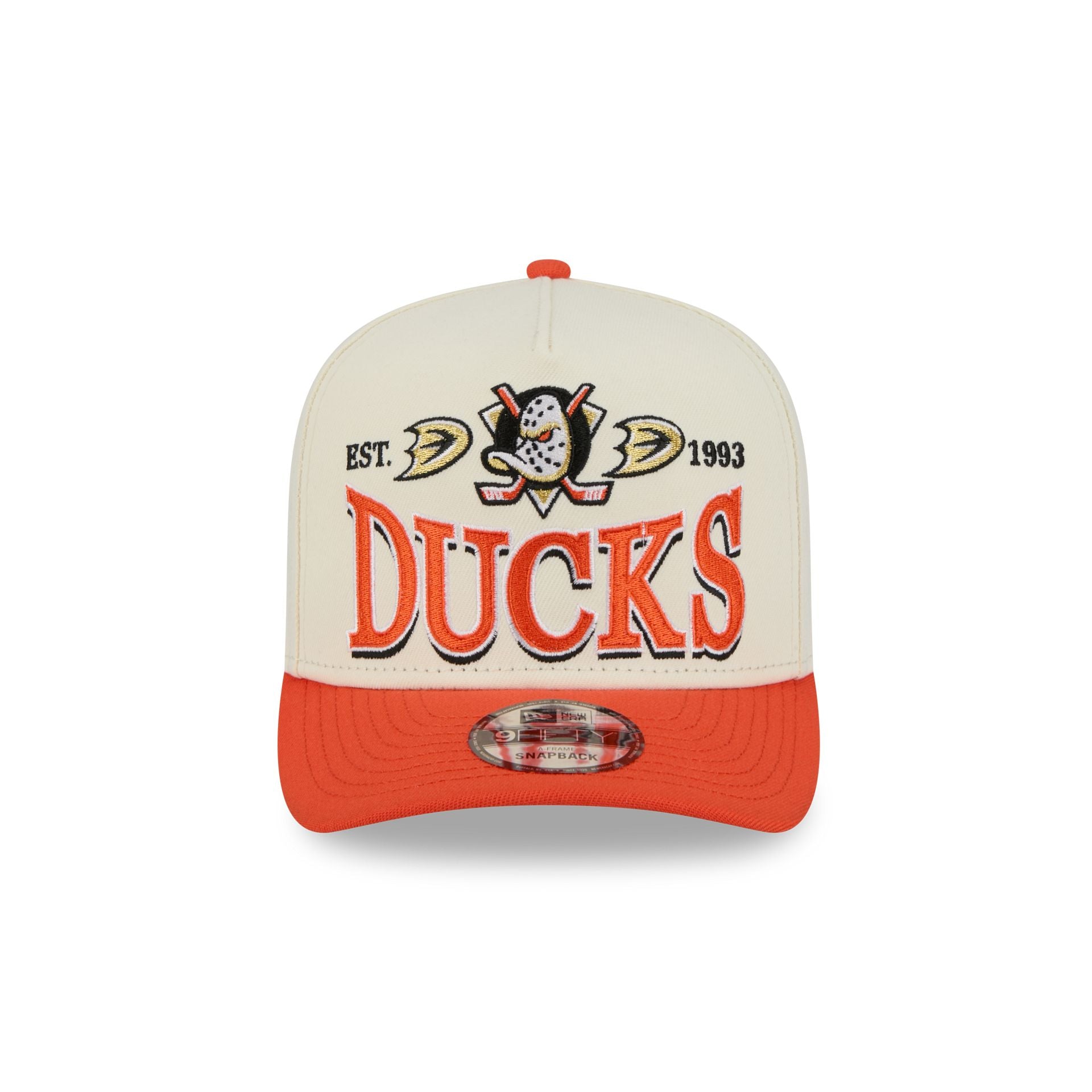 Anaheim Ducks Three Hit Chrome White 9FIFTY A-Frame Snapback Hat