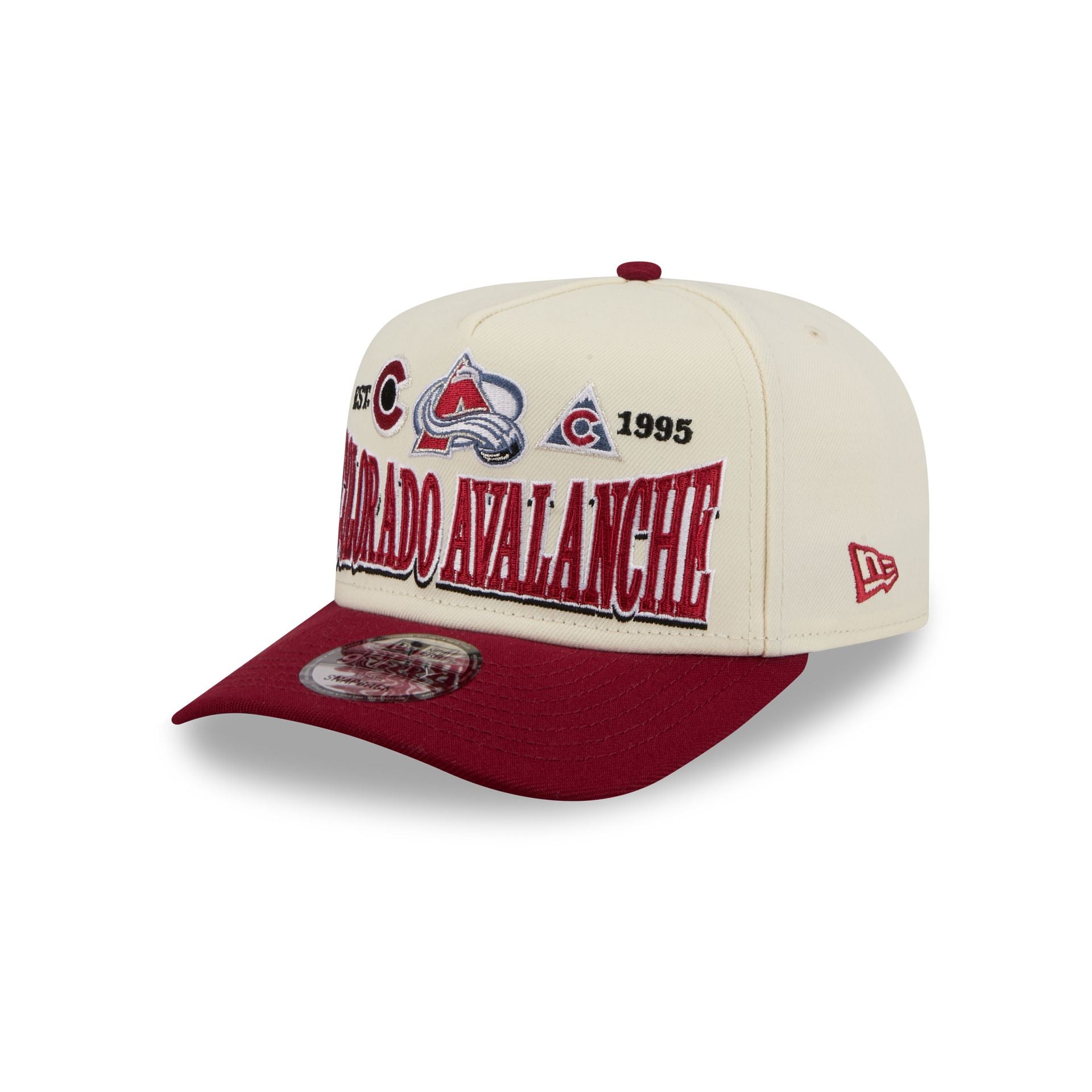 Colorado Avalanche Three Hit Chrome White 9FIFTY A-Frame Snapback Hat