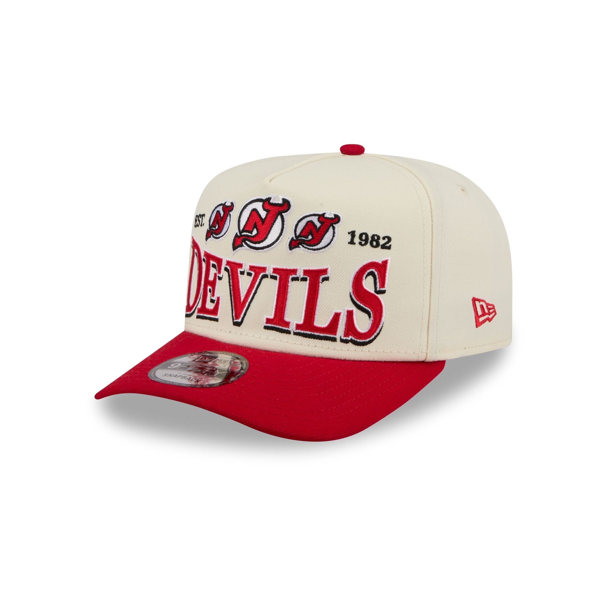 New Jersey Devils Three Hit Chrome White 9FIFTY A-Frame Snapback Hat
