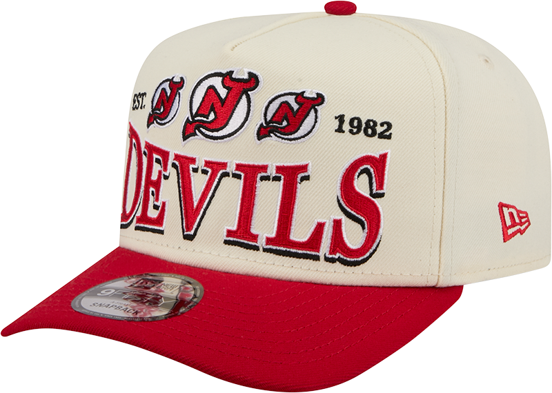 New Jersey Devils Three Hit Chrome White 9FIFTY A-Frame Snapback Hat