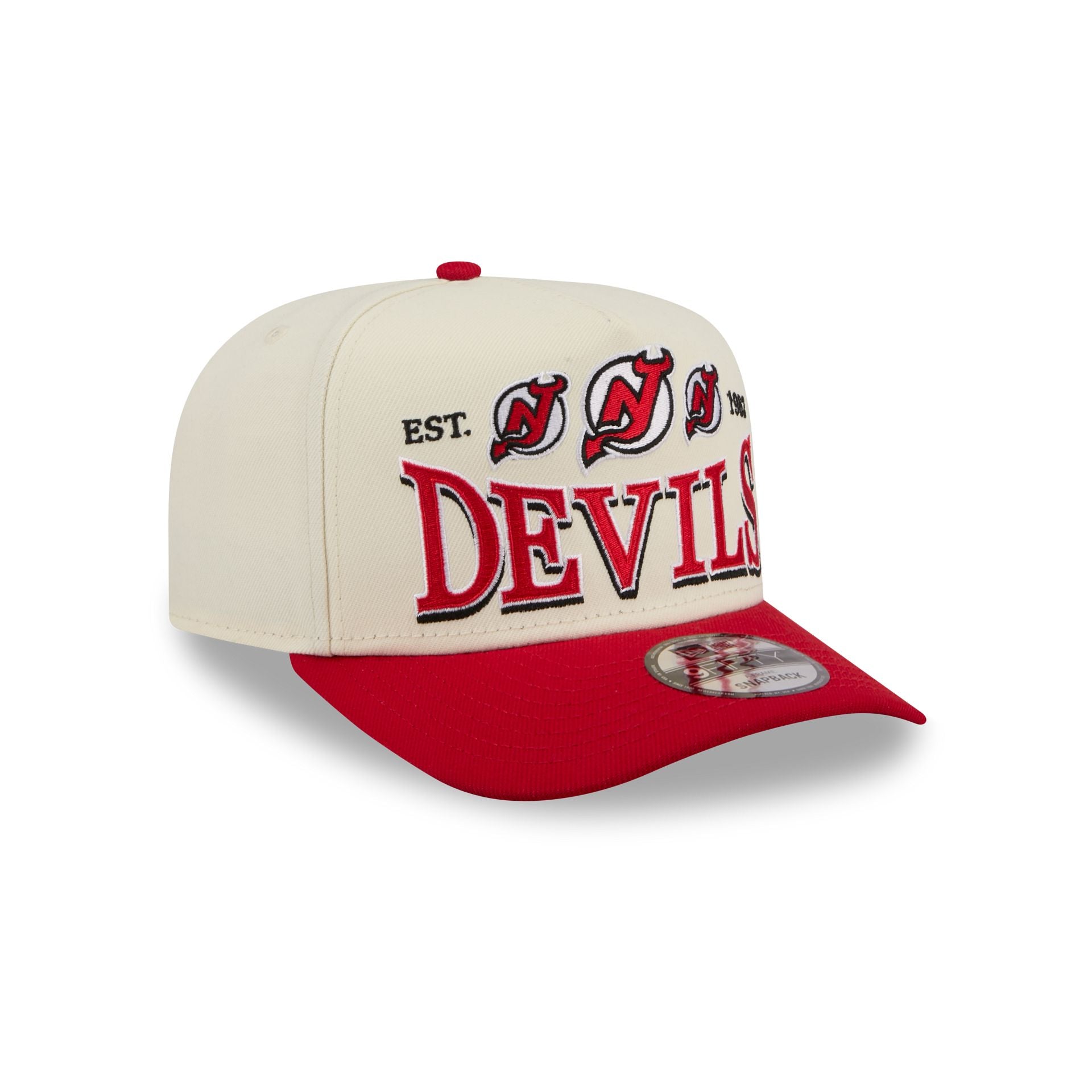 New Jersey Devils Three Hit Chrome White 9FIFTY A-Frame Snapback Hat