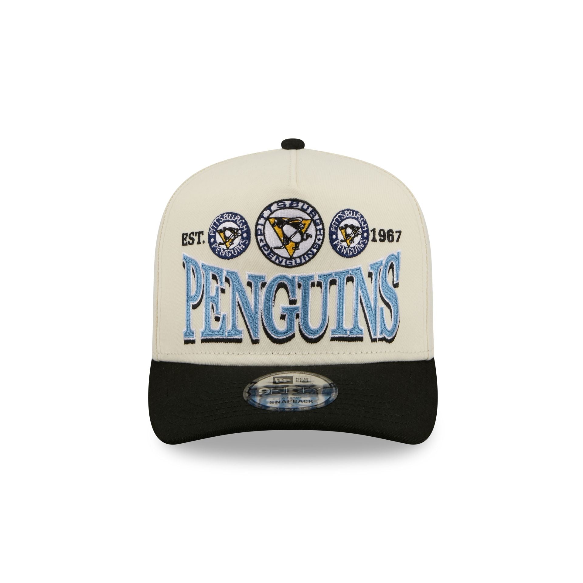Pittsburgh Penguins Three Hit Chrome White 9FIFTY A-Frame Snapback Hat