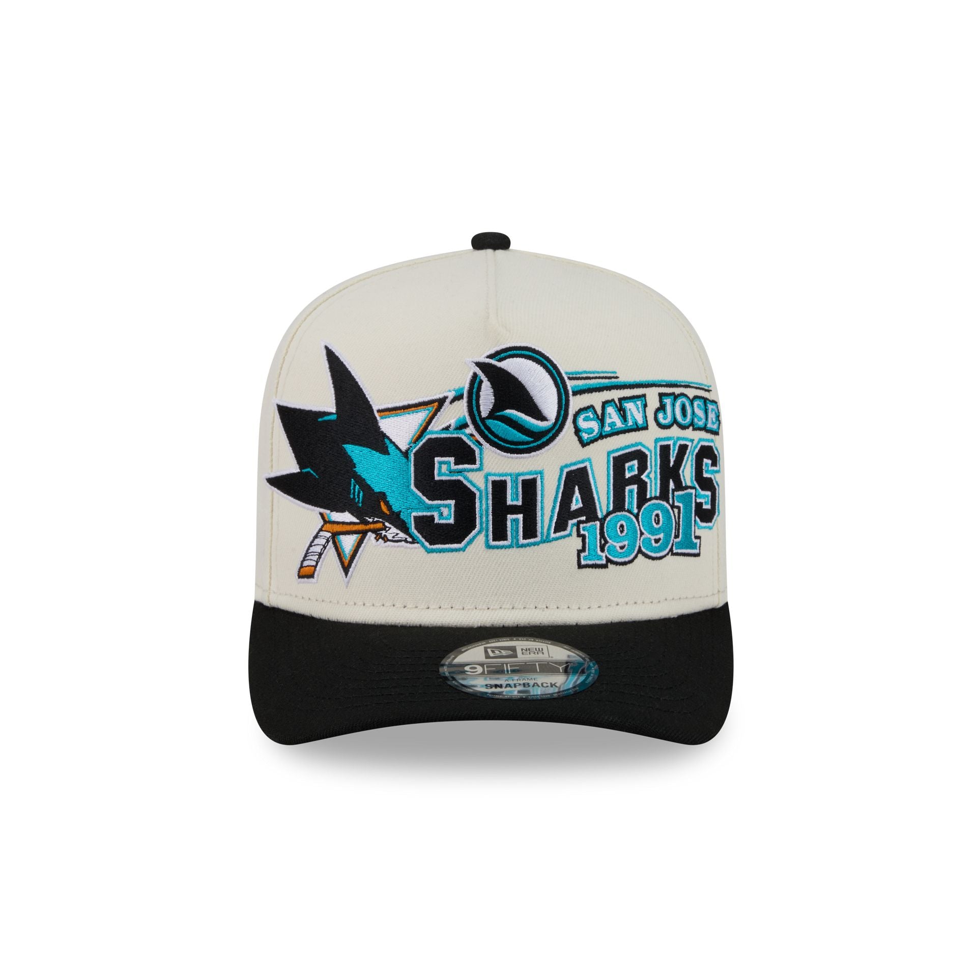 San Jose Sharks Chrome White Classic 9FIFTY A-Frame Snapback Hat