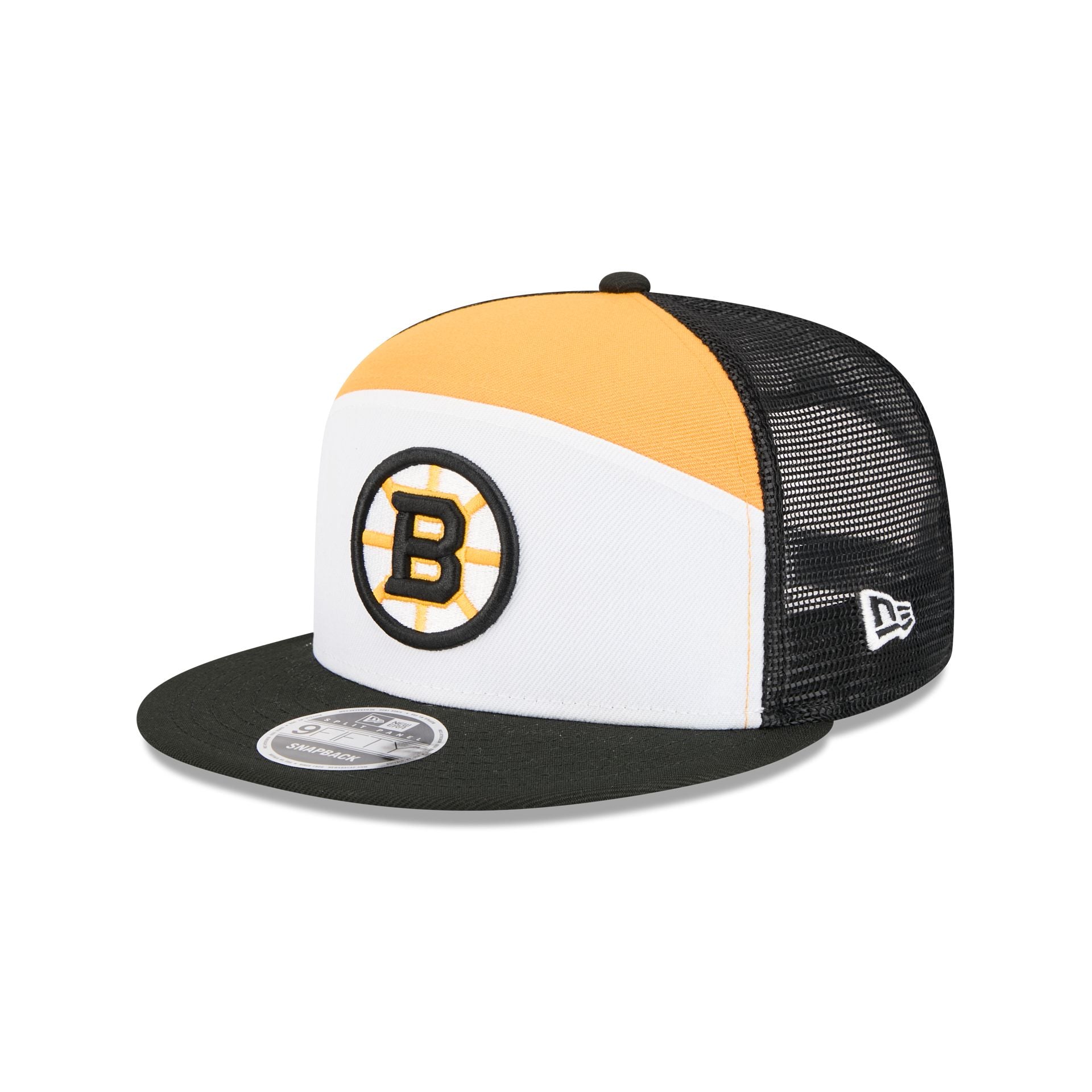 Boston Bruins Block Split Panel 9FIFTY Trucker Hat