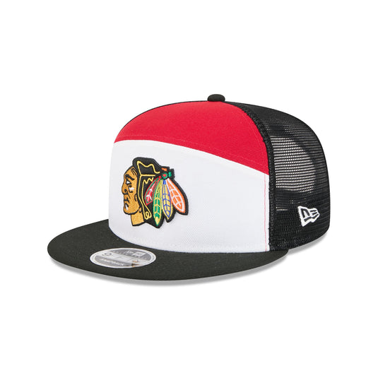 Chicago Blackhawks Block Split Panel 9FIFTY Trucker Hat - New Era Cap