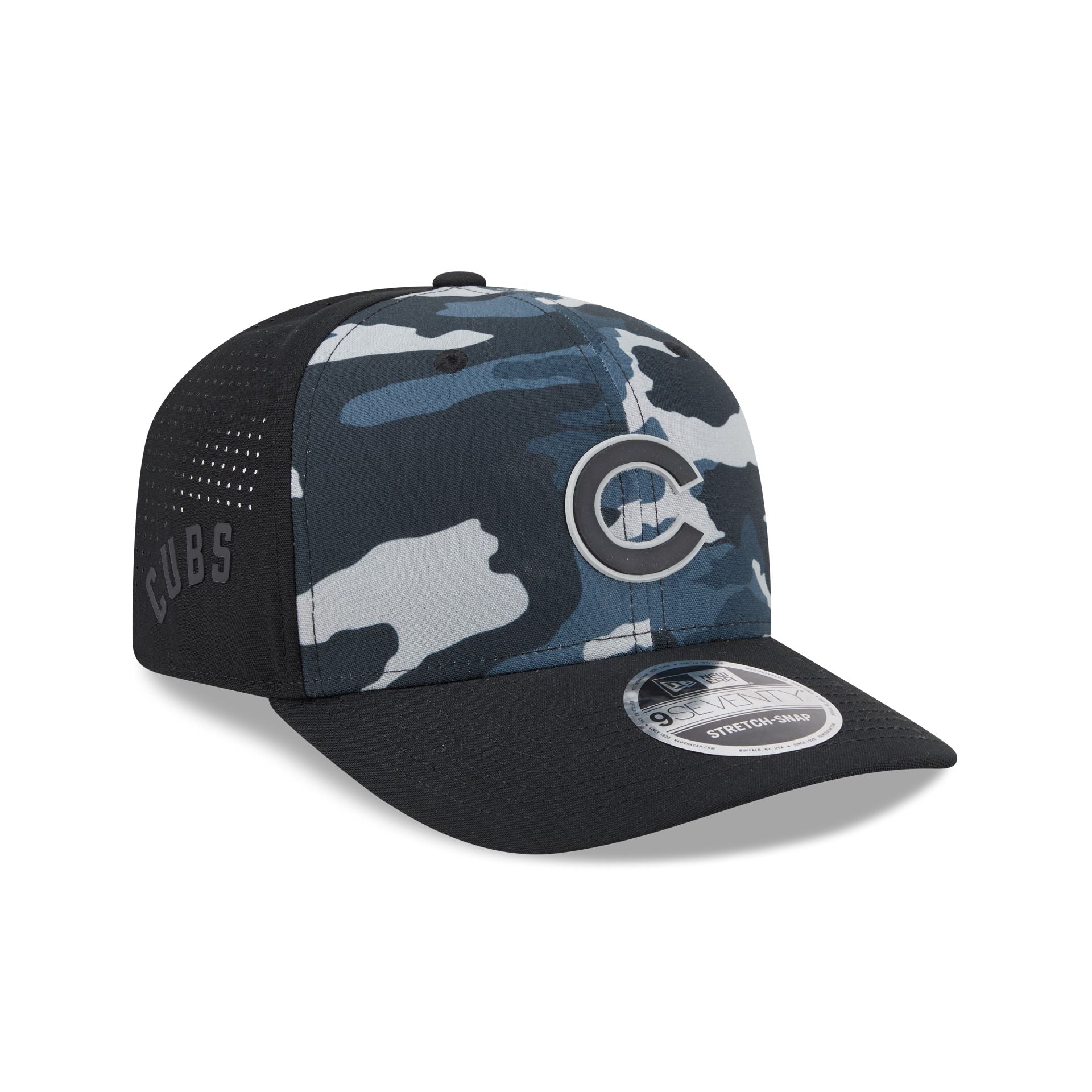 Chicago Cubs Black Camo Performance 9SEVENTY Stretch-Snap Hat