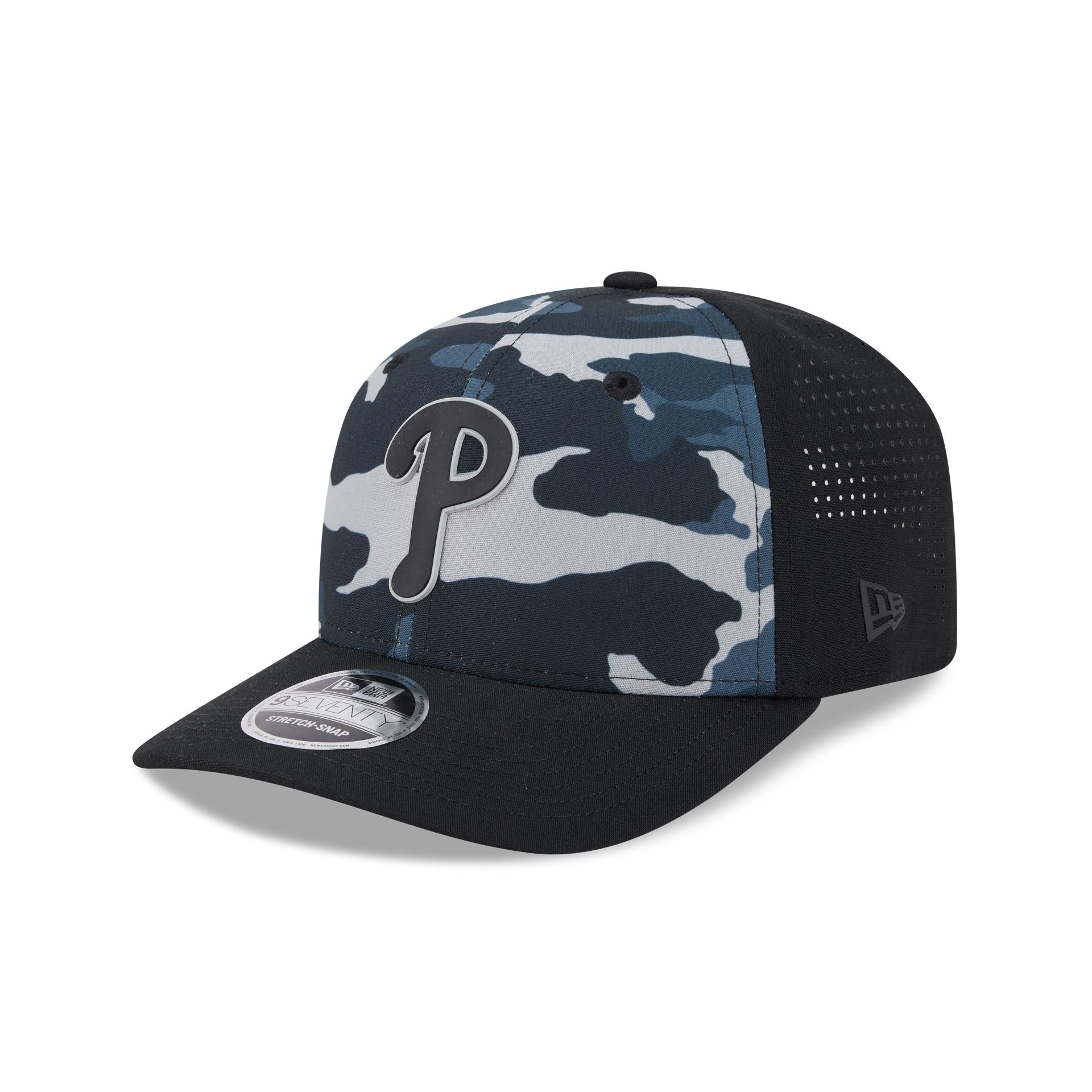 Philadelphia Phillies Black Camo Performance 9SEVENTY Stretch-Snap Hat