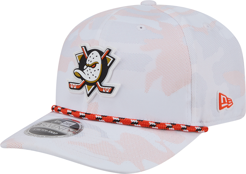 Anaheim Ducks White Camo Performance Rope 9SEVENTY Stretch-Snap Hat