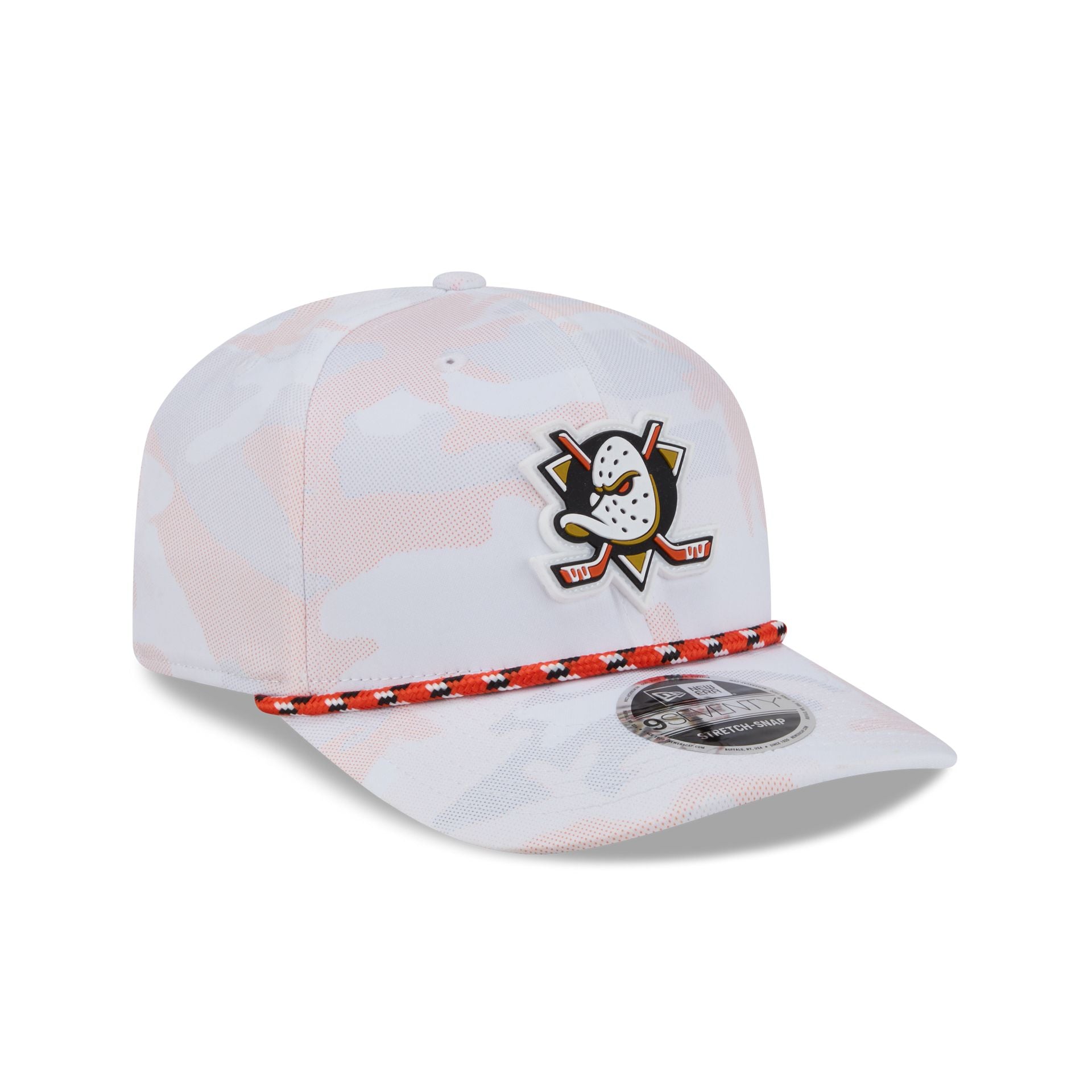 Anaheim Ducks White Camo Performance Rope 9SEVENTY Stretch-Snap Hat
