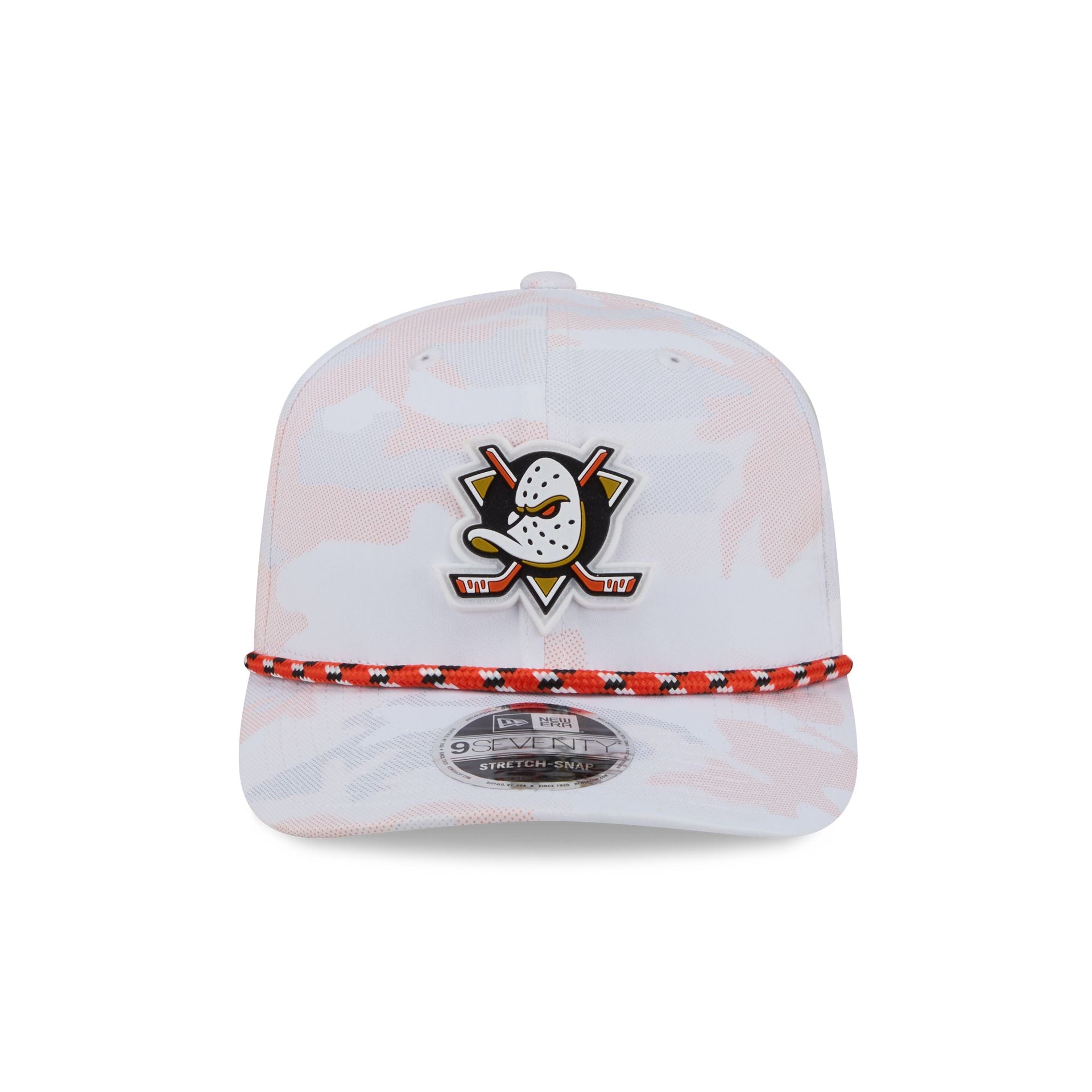 Anaheim Ducks White Camo Performance Rope 9SEVENTY Stretch-Snap Hat