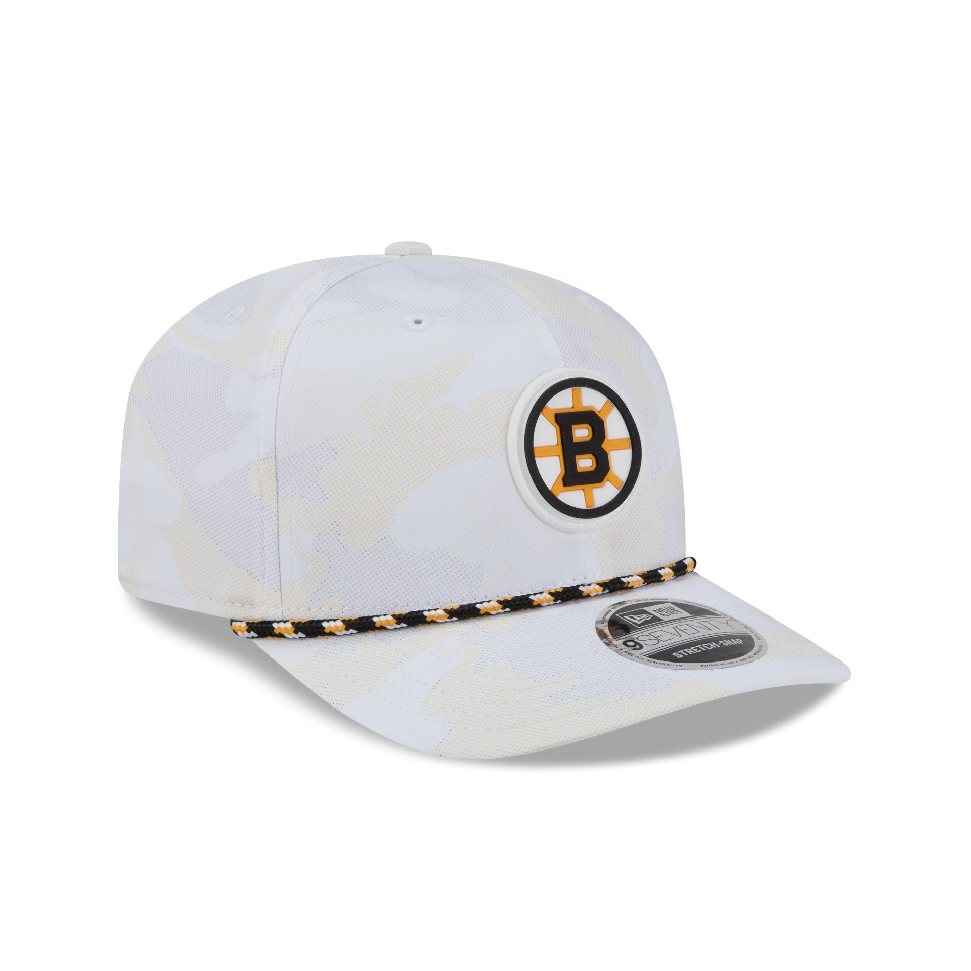 Boston Bruins White Camo Performance Rope 9SEVENTY Stretch-Snap Hat