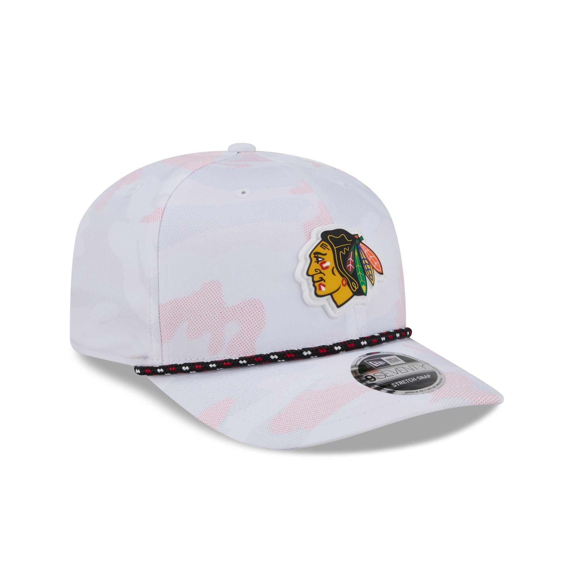 Chicago Blackhawks White Camo Performance Rope 9SEVENTY Stretch-Snap Hat