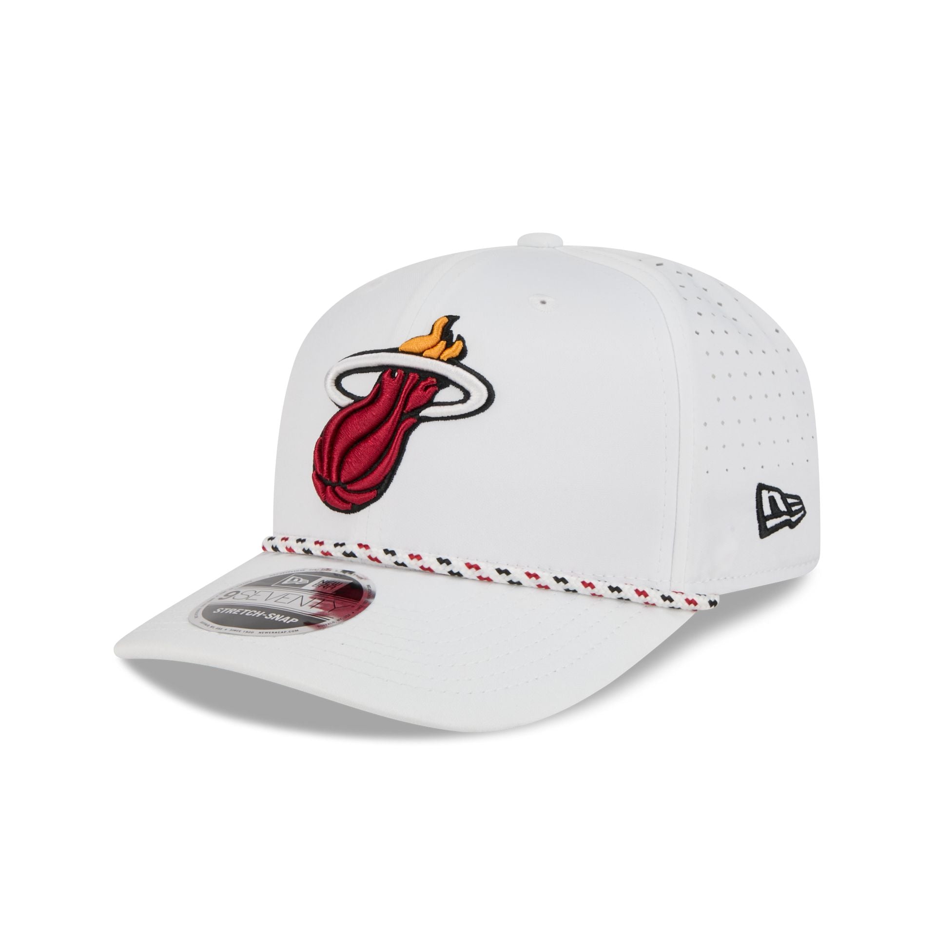 Miami Heat Optic White Performance Rope 9SEVENTY Stretch-Snap Hat