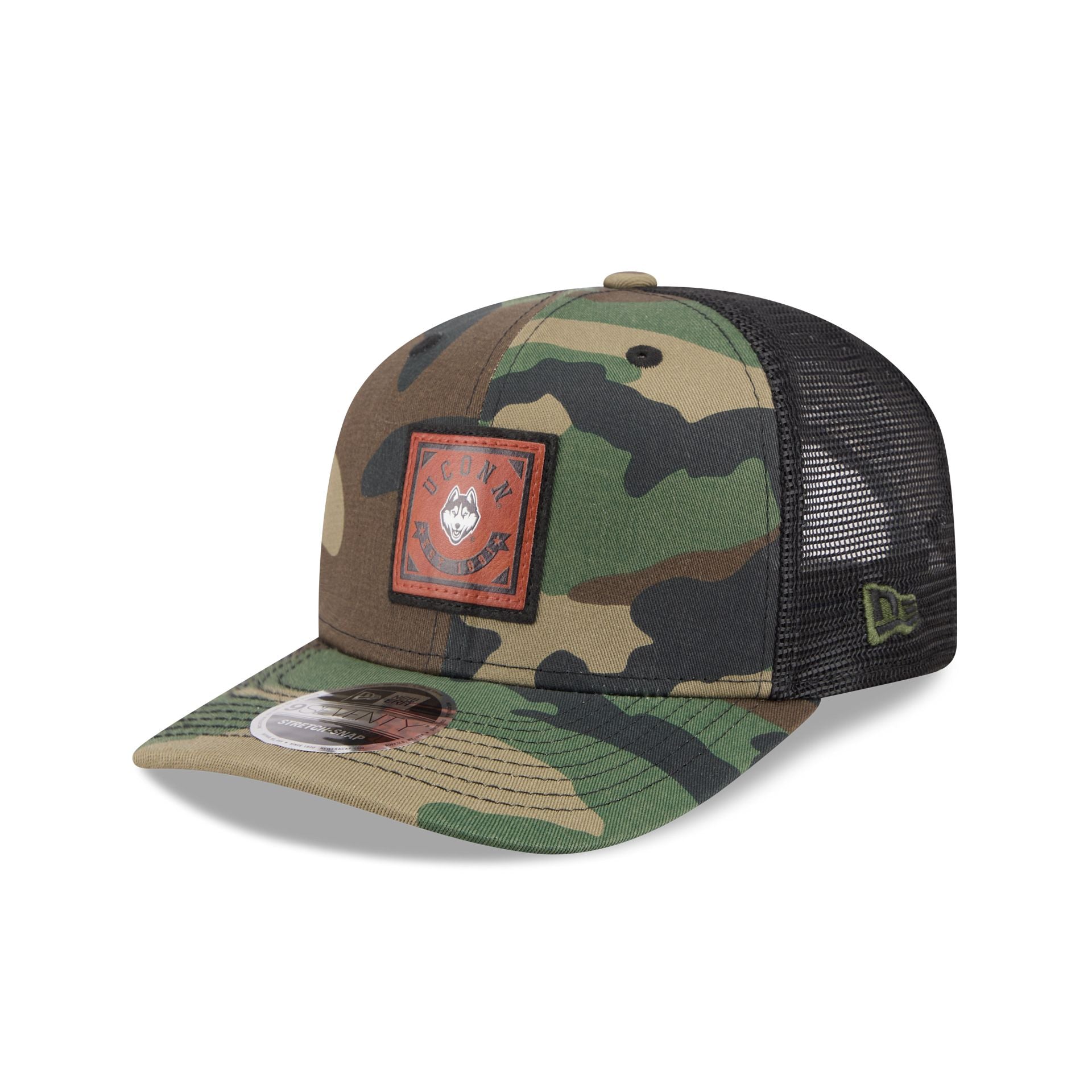 Connecticut Huskies Camo Canvas 9SEVENTY Trucker Hat