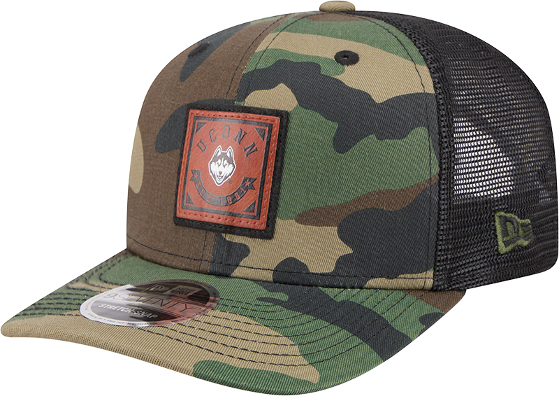 Connecticut Huskies Camo Canvas 9SEVENTY Trucker Hat