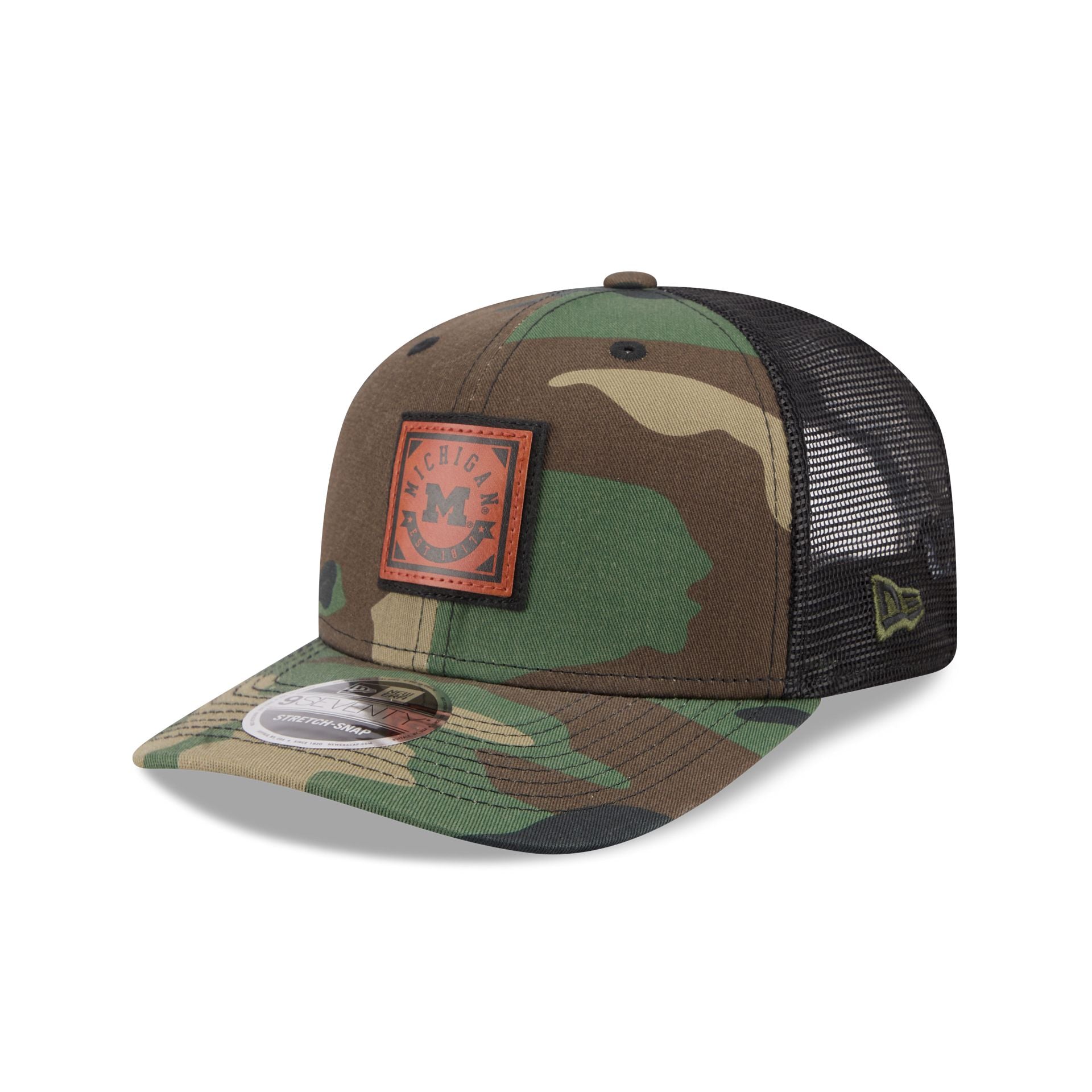 Michigan Wolverines Camo Canvas 9SEVENTY Trucker Hat