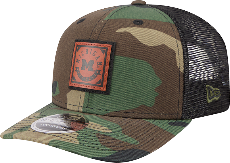 Michigan Wolverines Camo Canvas 9SEVENTY Trucker Hat