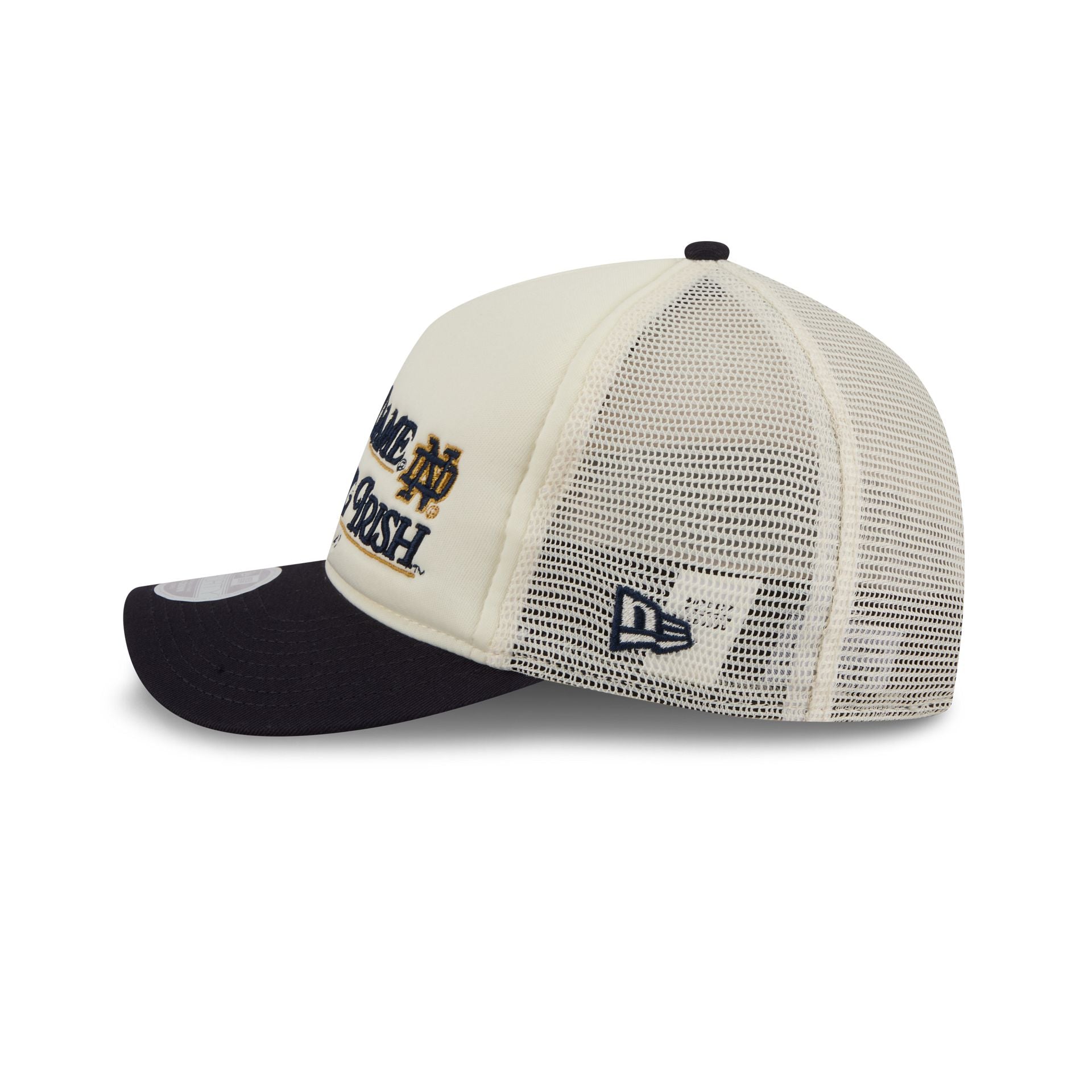 Notre Dame Fighting Irish Retro Chrome Women's White 9FORTY M-Crown A-Frame Trucker Hat