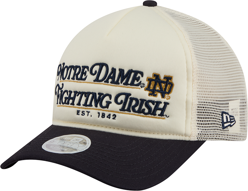 Notre Dame Fighting Irish Retro Chrome Women's White 9FORTY M-Crown A-Frame Trucker Hat