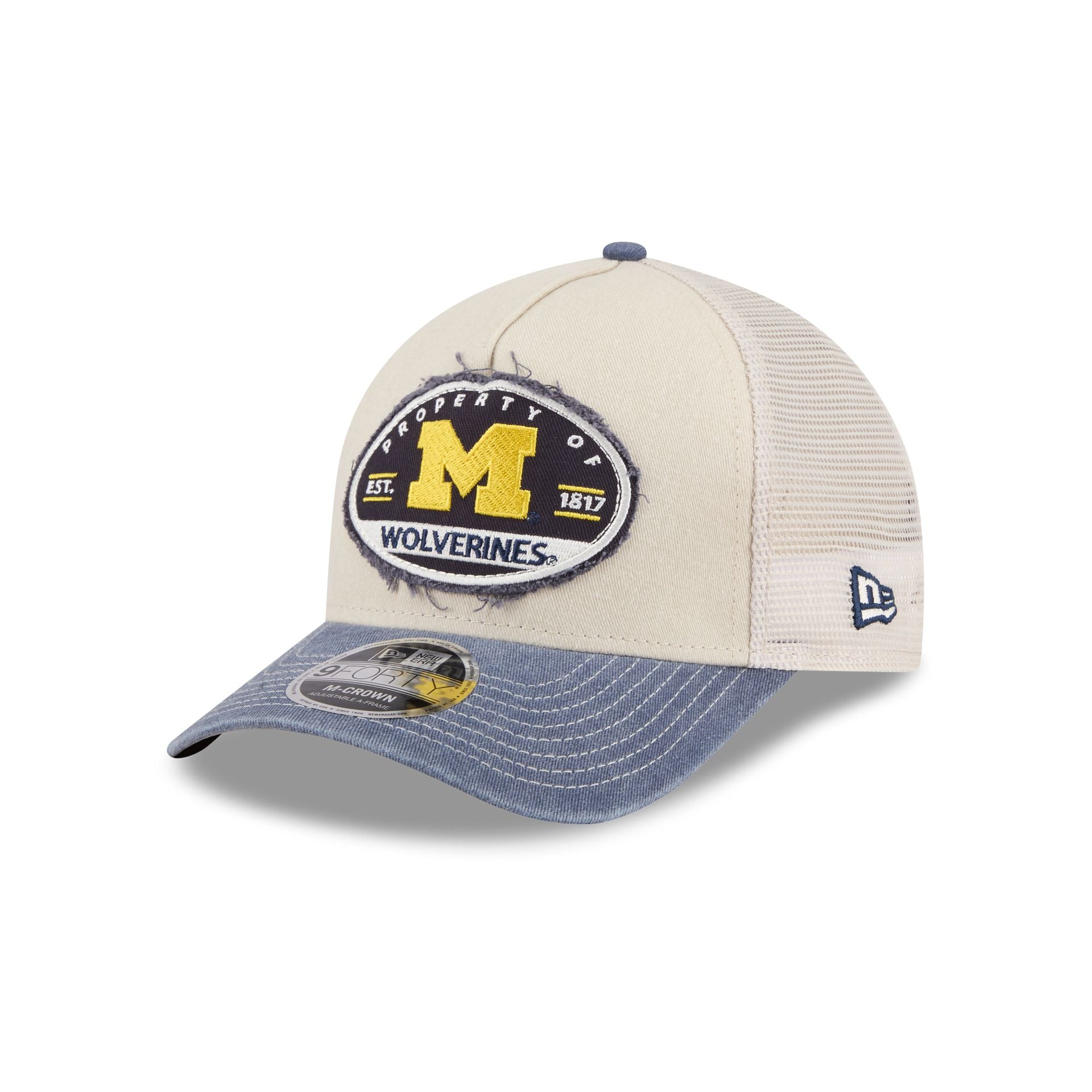 Michigan Wolverines Frayed 9FORTY M-Crown A-Frame Trucker Hat
