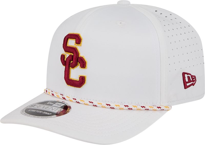 USC Trojans Optic White Performance Rope 9SEVENTY Stretch-Snap Hat
