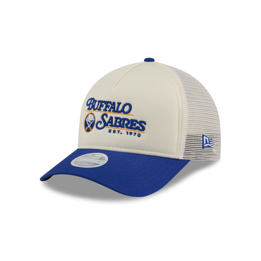 Buffalo Sabres Retro Chrome Women's White 9FORTY M-Crown A-Frame Trucker Hat - New Era Cap
