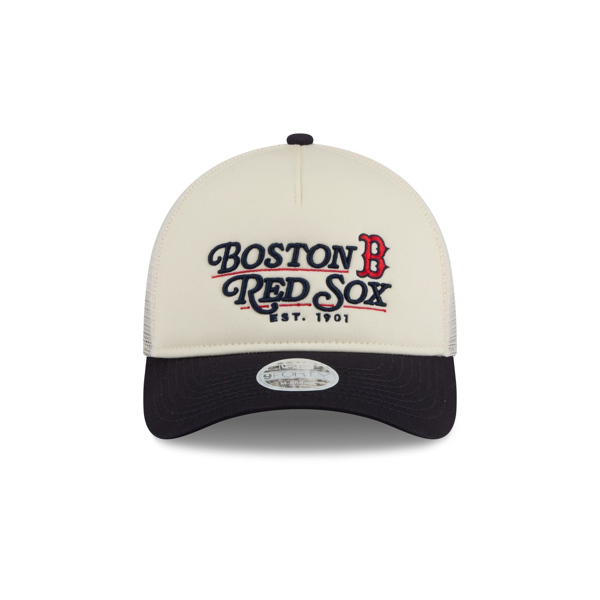 Boston Red Sox Retro Chrome Women's White 9FORTY M-Crown A-Frame Trucker Hat