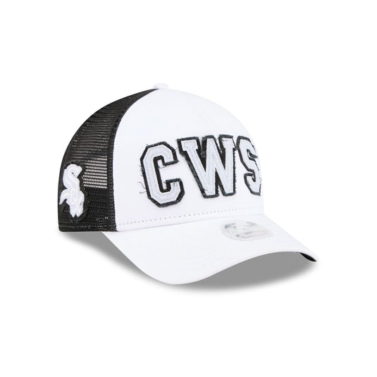 Chicago White Sox Optic White Felt Logo Women's 9FORTY M-Crown A-Frame Trucker Hat - New Era Cap
