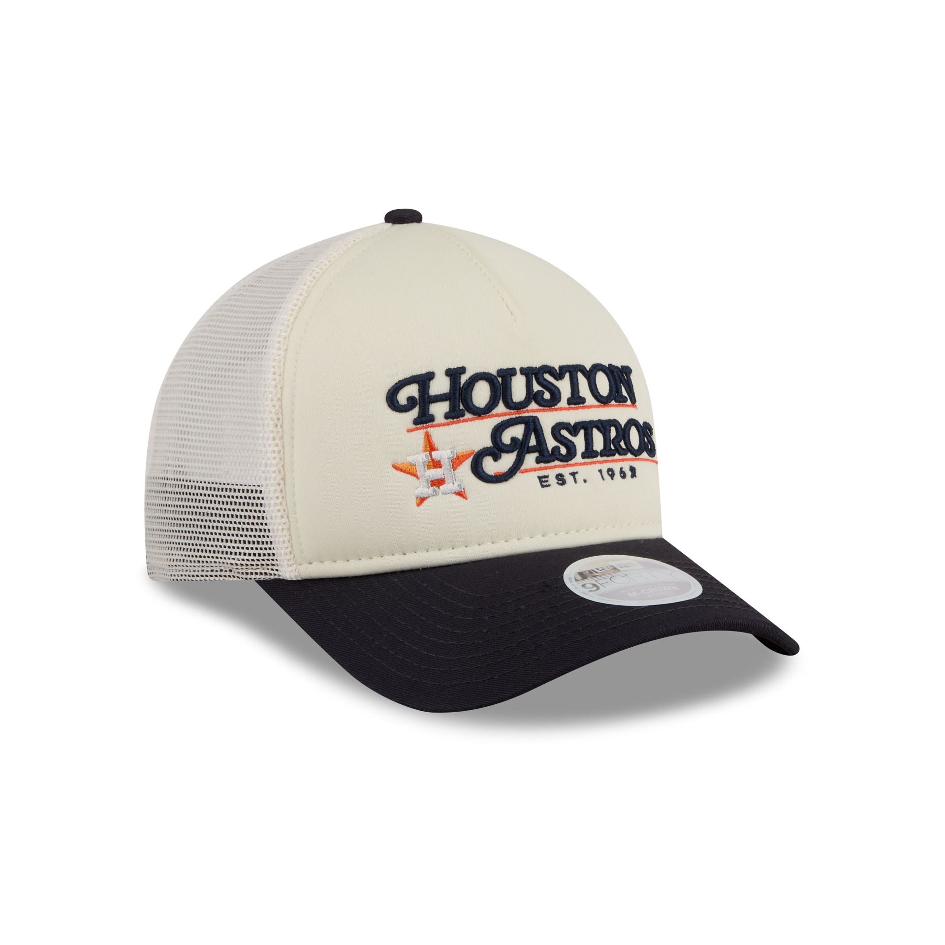 Houston Astros Retro Chrome Women's White 9FORTY M-Crown A-Frame Trucker Hat