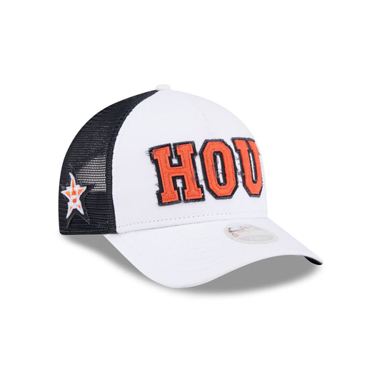 Houston Astros Optic White Felt Logo Women's 9FORTY M-Crown A-Frame Trucker Hat - New Era Cap