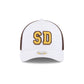 San Diego Padres Optic White Felt Logo Women's 9FORTY M-Crown A-Frame Trucker Hat