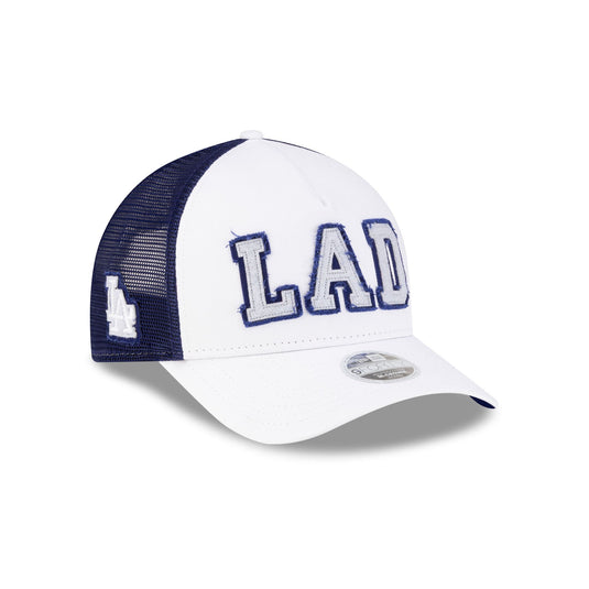 Los Angeles Dodgers Optic White Felt Logo Women's 9FORTY M-Crown A-Frame Trucker Hat - New Era Cap