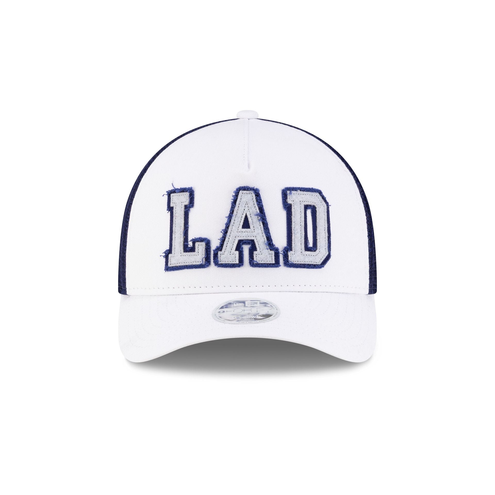 Los Angeles Dodgers Optic White Felt Logo Women's 9FORTY M-Crown A-Frame Trucker Hat