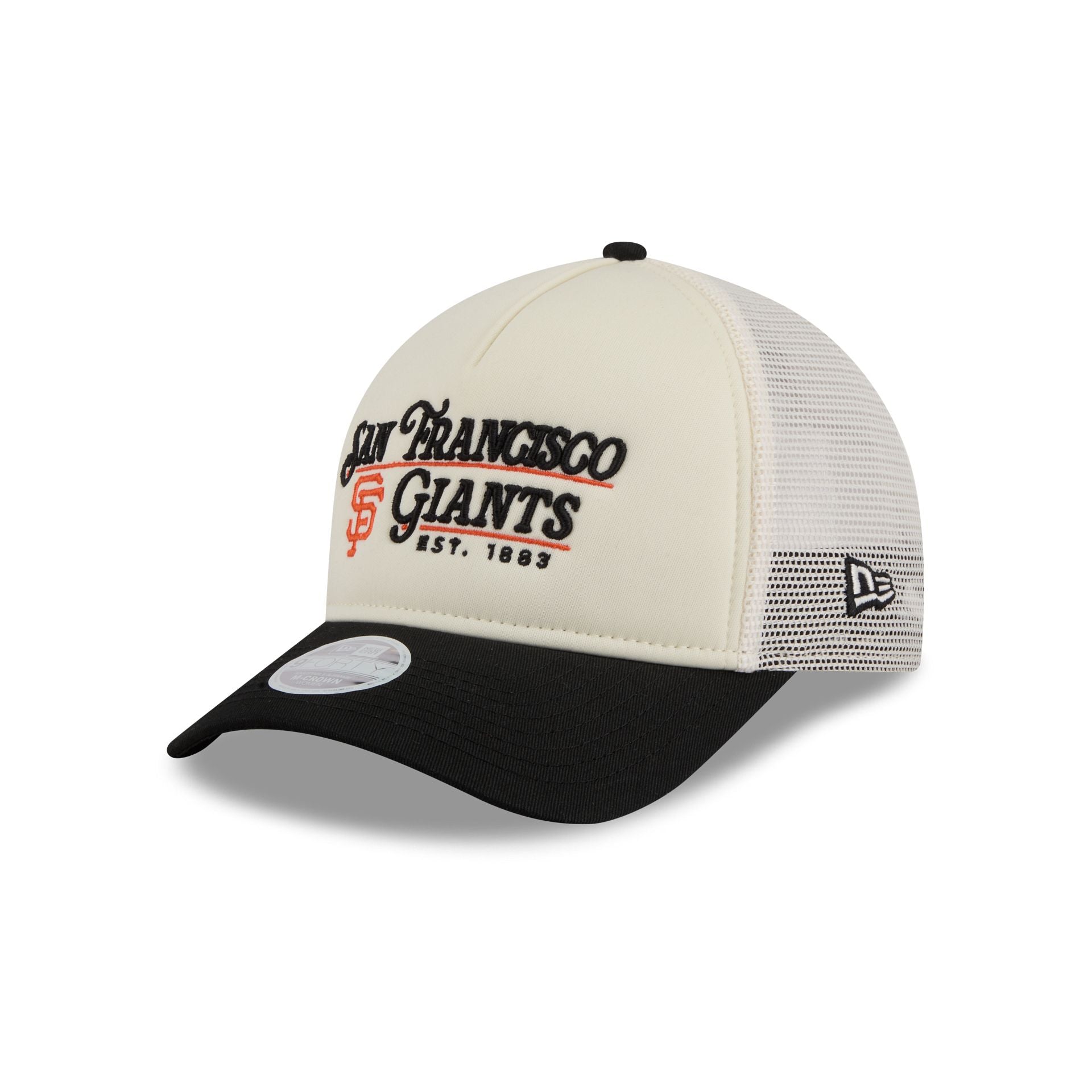 San Francisco Giants Retro Chrome Women's White 9FORTY M-Crown A-Frame Trucker Hat