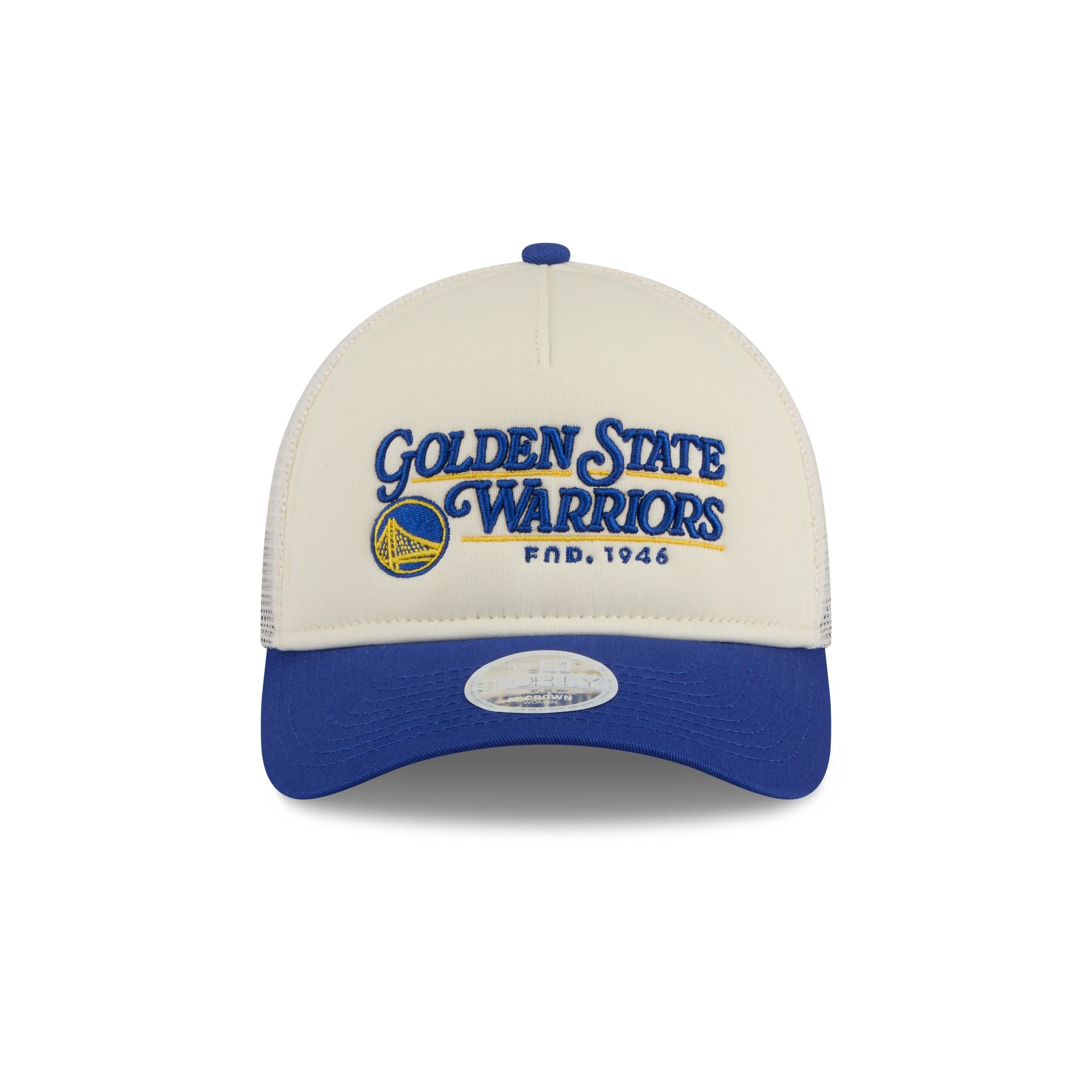 Golden State Warriors Retro Chrome Women's White 9FORTY M-Crown A-Frame Trucker Hat