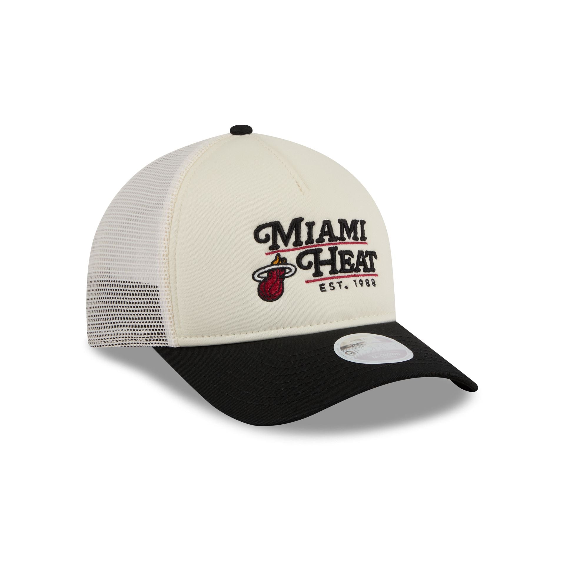 Miami Heat Retro Chrome Women's White 9FORTY M-Crown A-Frame Trucker Hat