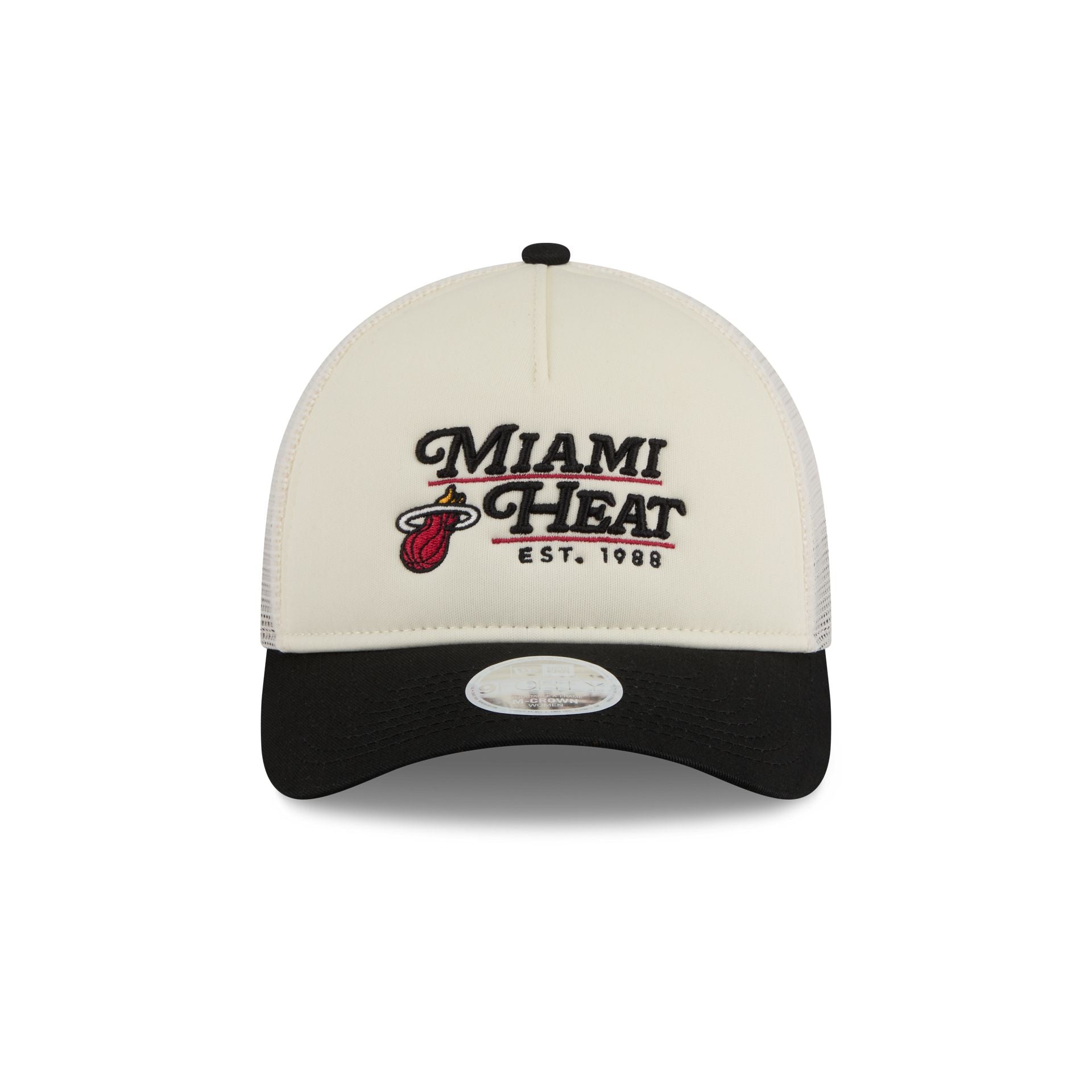 Miami Heat Retro Chrome Women's White 9FORTY M-Crown A-Frame Trucker Hat