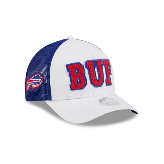 Buffalo Bills Optic White Felt Logo Women's 9FORTY M-Crown A-Frame Trucker Hat - New Era Cap