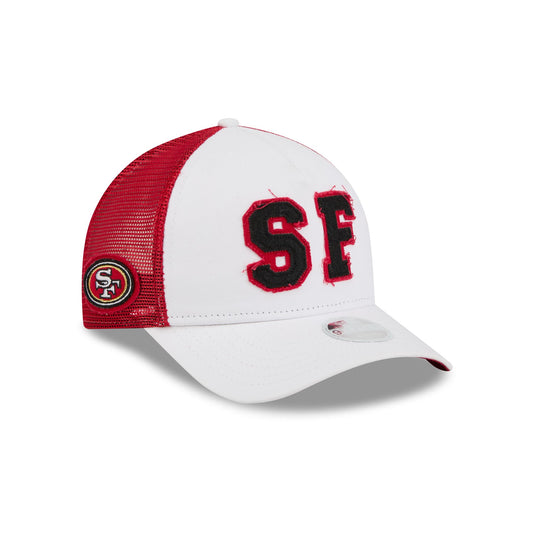 San Francisco 49ers Optic White Felt Logo Women's 9FORTY M-Crown A-Frame Trucker Hat - New Era Cap