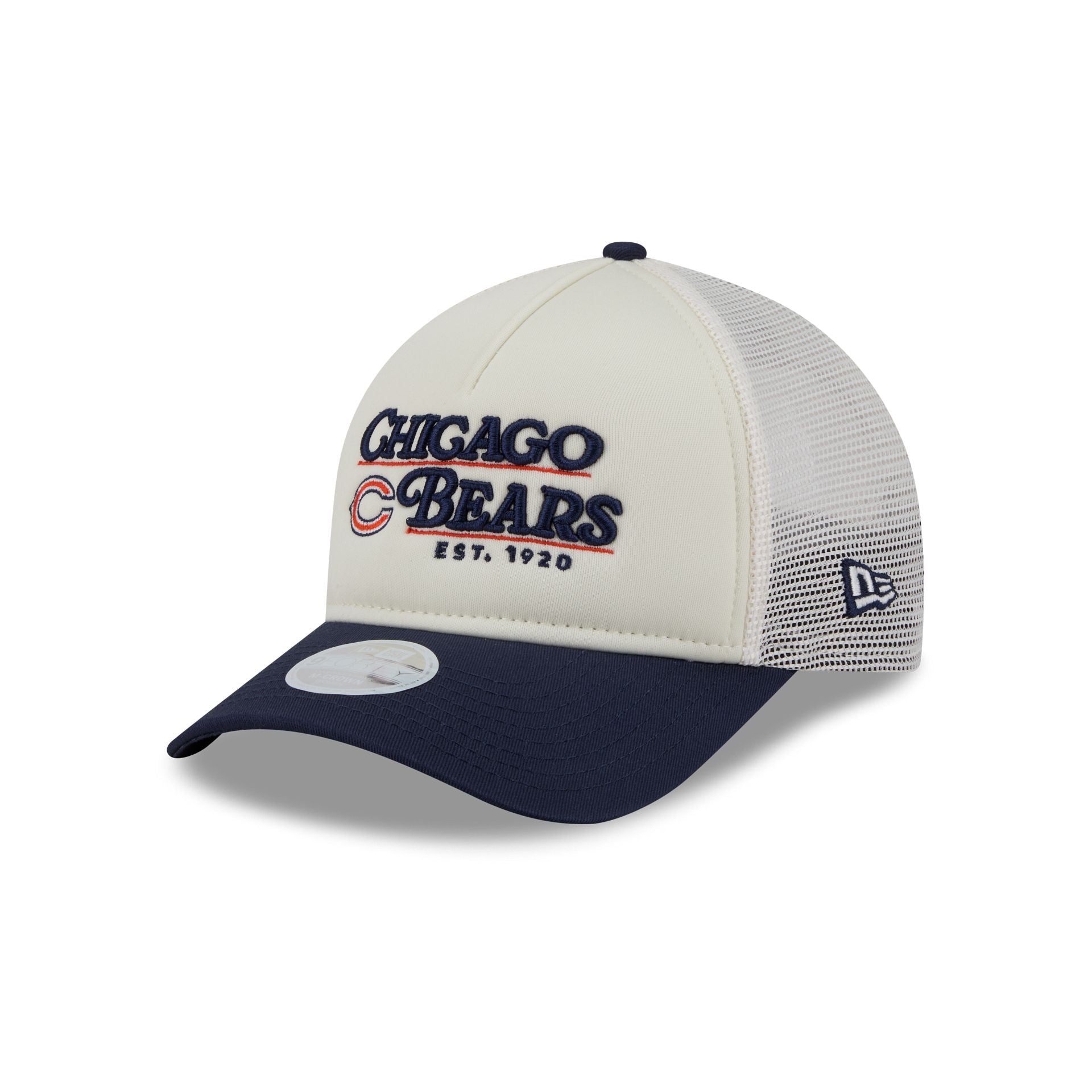 Chicago Bears Retro Chrome Women's White 9FORTY M-Crown A-Frame Trucker Hat