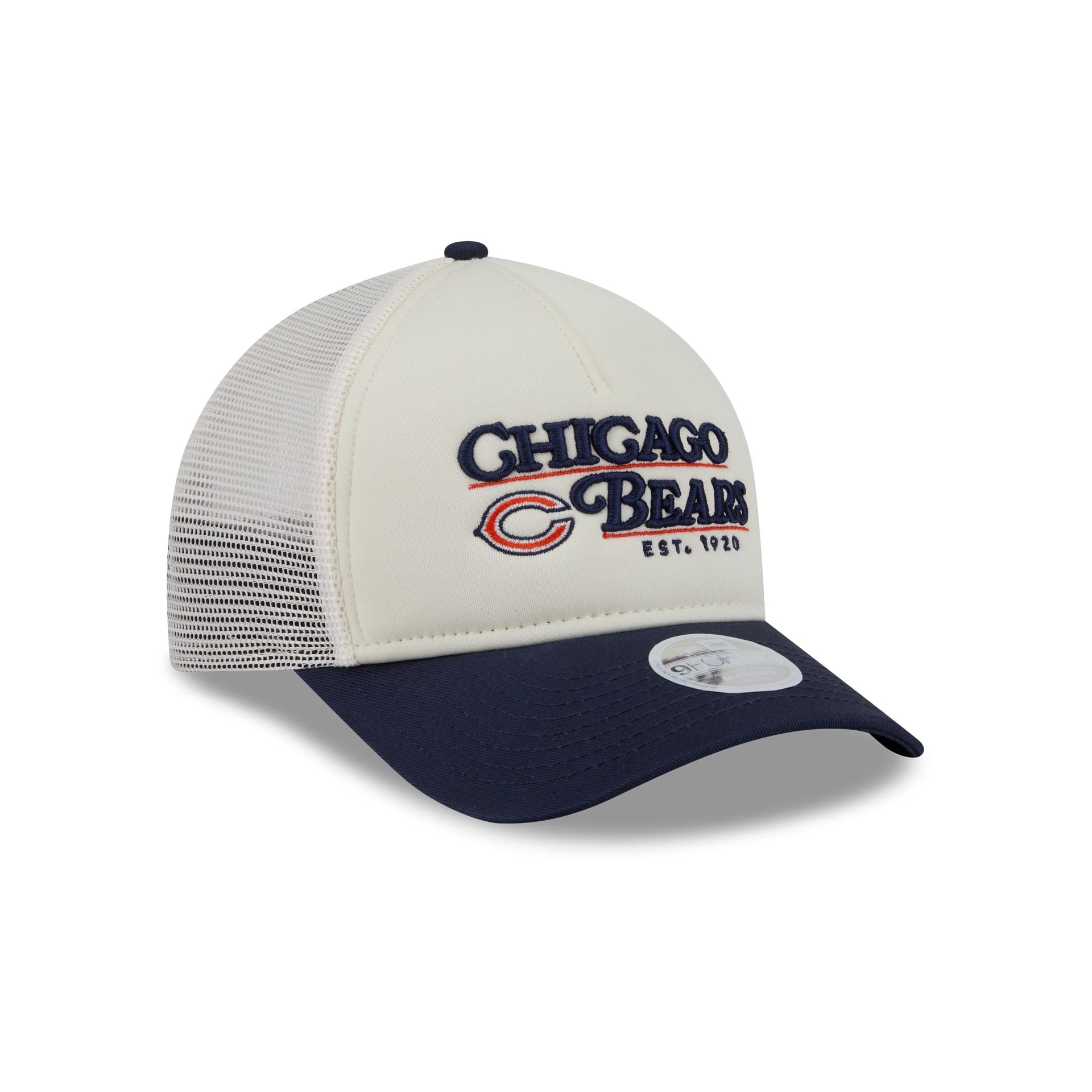 Chicago Bears Retro Chrome Women's White 9FORTY M-Crown A-Frame Trucker Hat