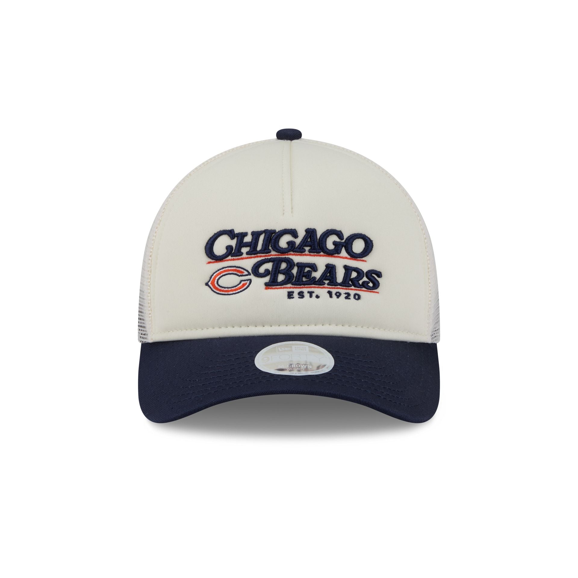 Chicago Bears Retro Chrome Women's White 9FORTY M-Crown A-Frame Trucker Hat