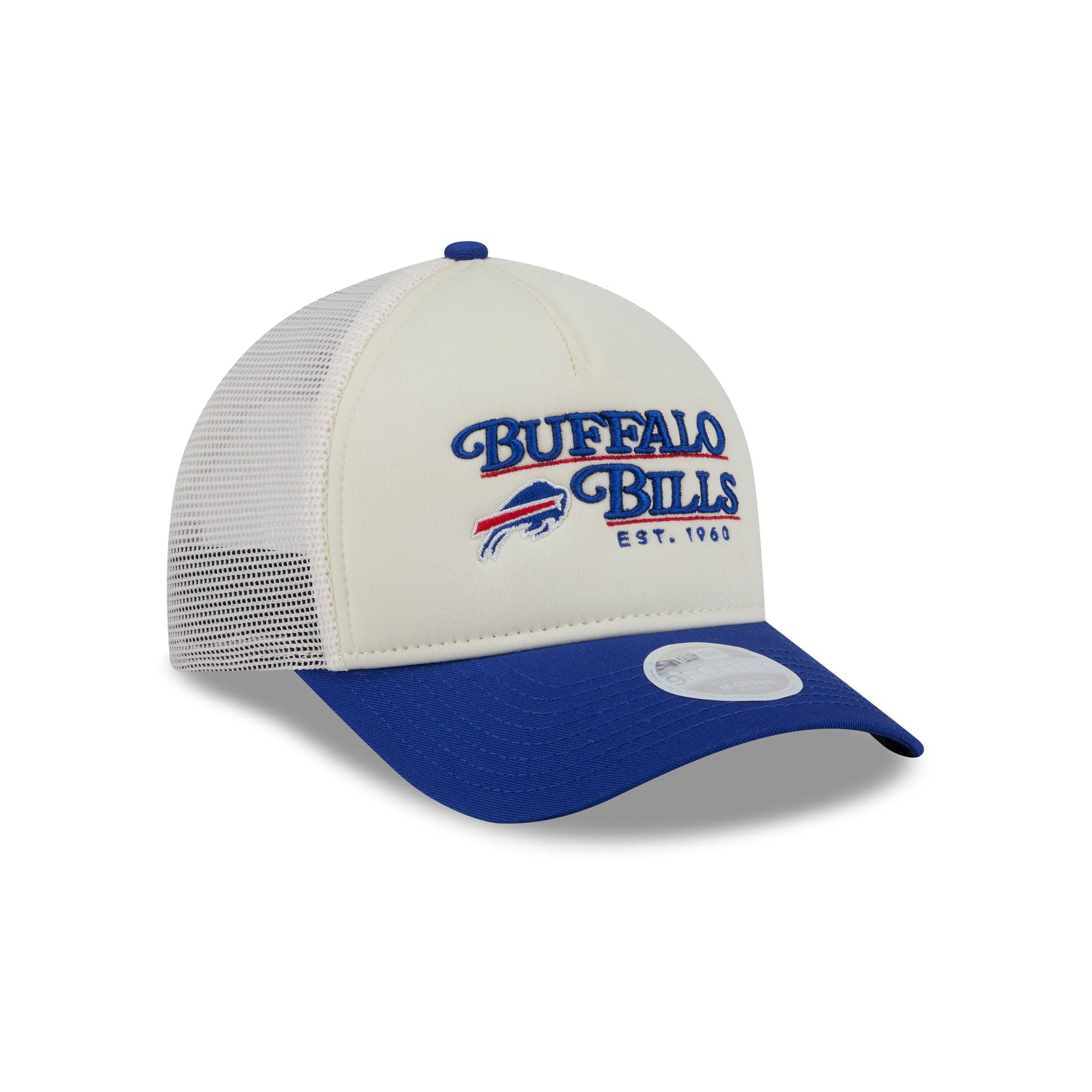 Buffalo Bills Retro Chrome Women's White 9FORTY M-Crown A-Frame Trucker Hat