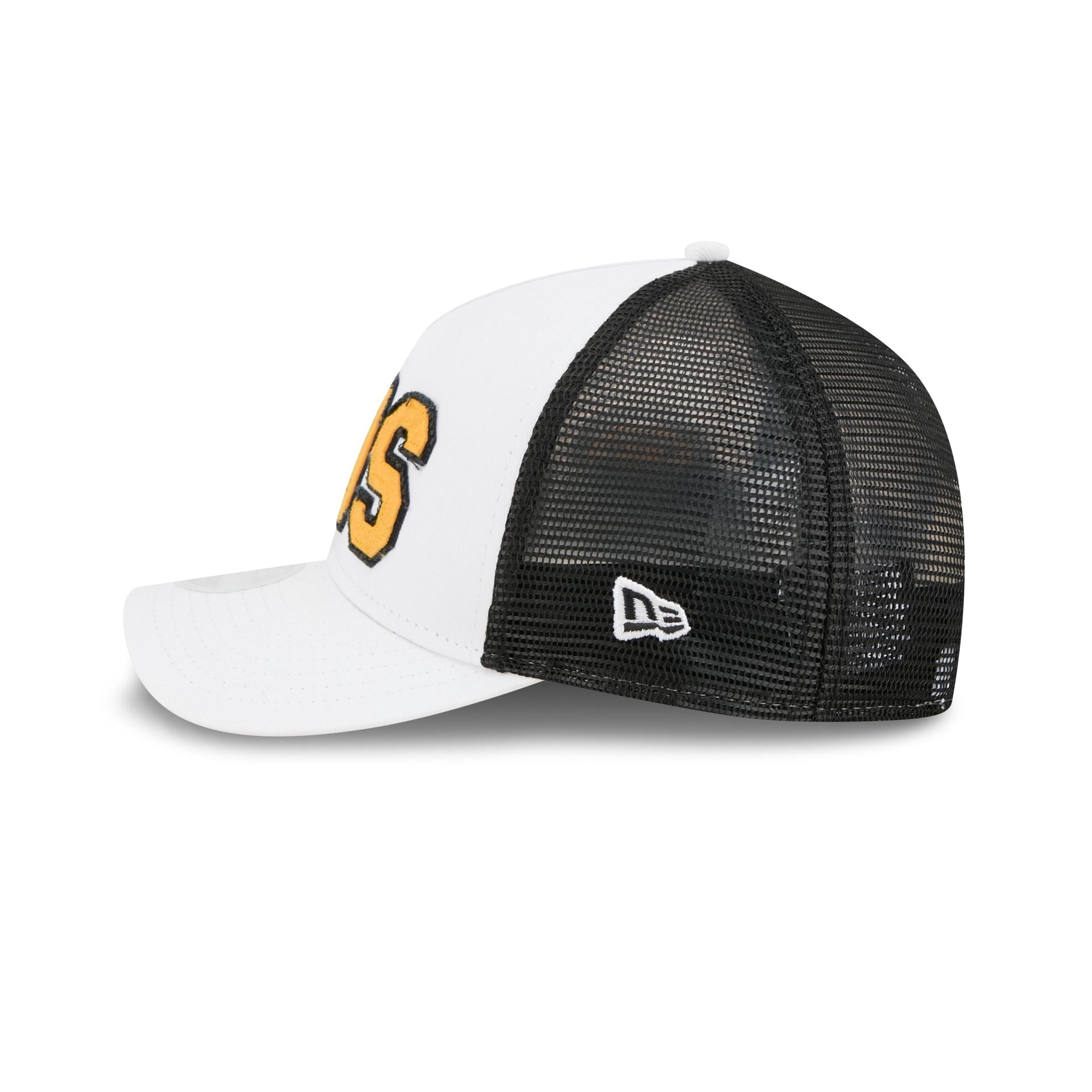 Boston Bruins Optic White Felt Logo Women's 9FORTY M-Crown A-Frame Trucker Hat
