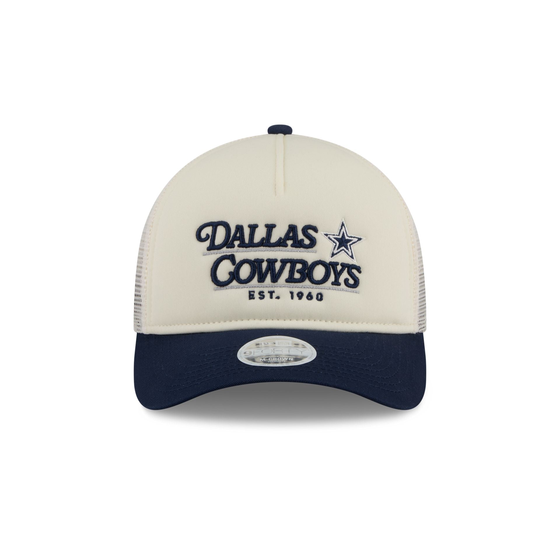 Dallas Cowboys Retro Chrome Women's White 9FORTY M-Crown A-Frame Trucker Hat