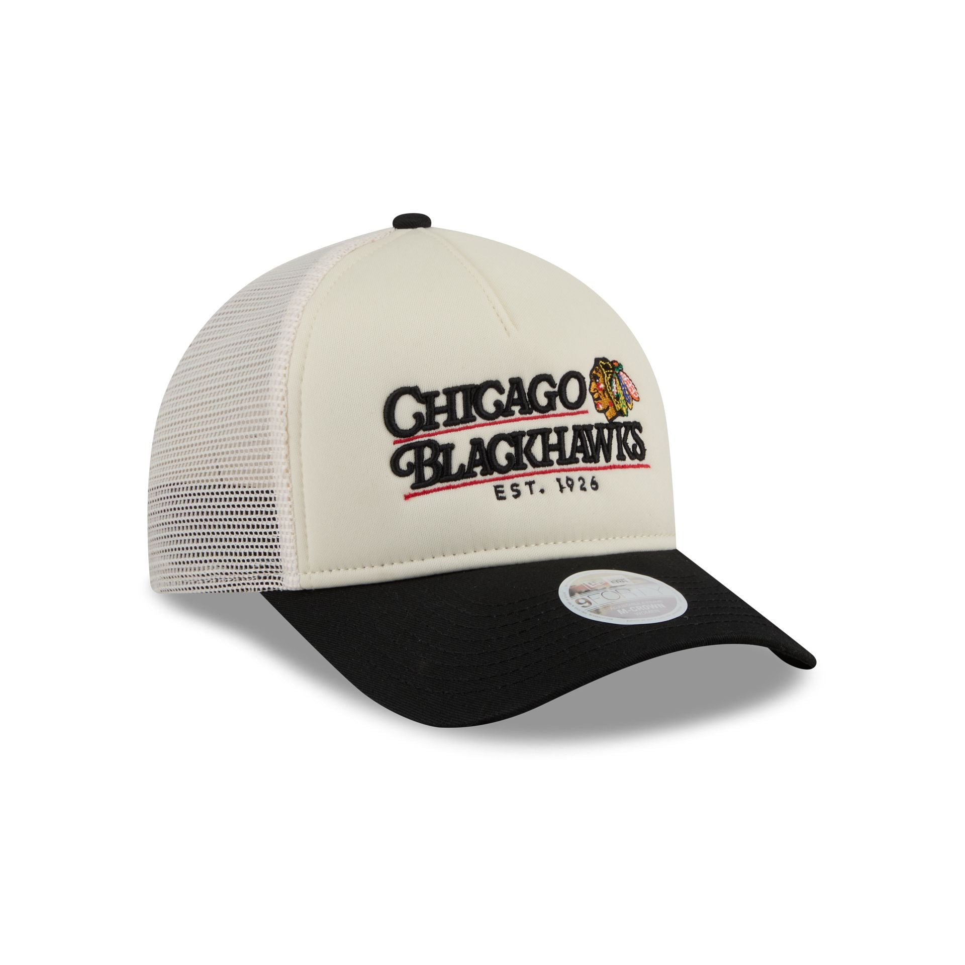 Chicago Blackhawks Retro Chrome Women's White 9FORTY M-Crown A-Frame Trucker Hat