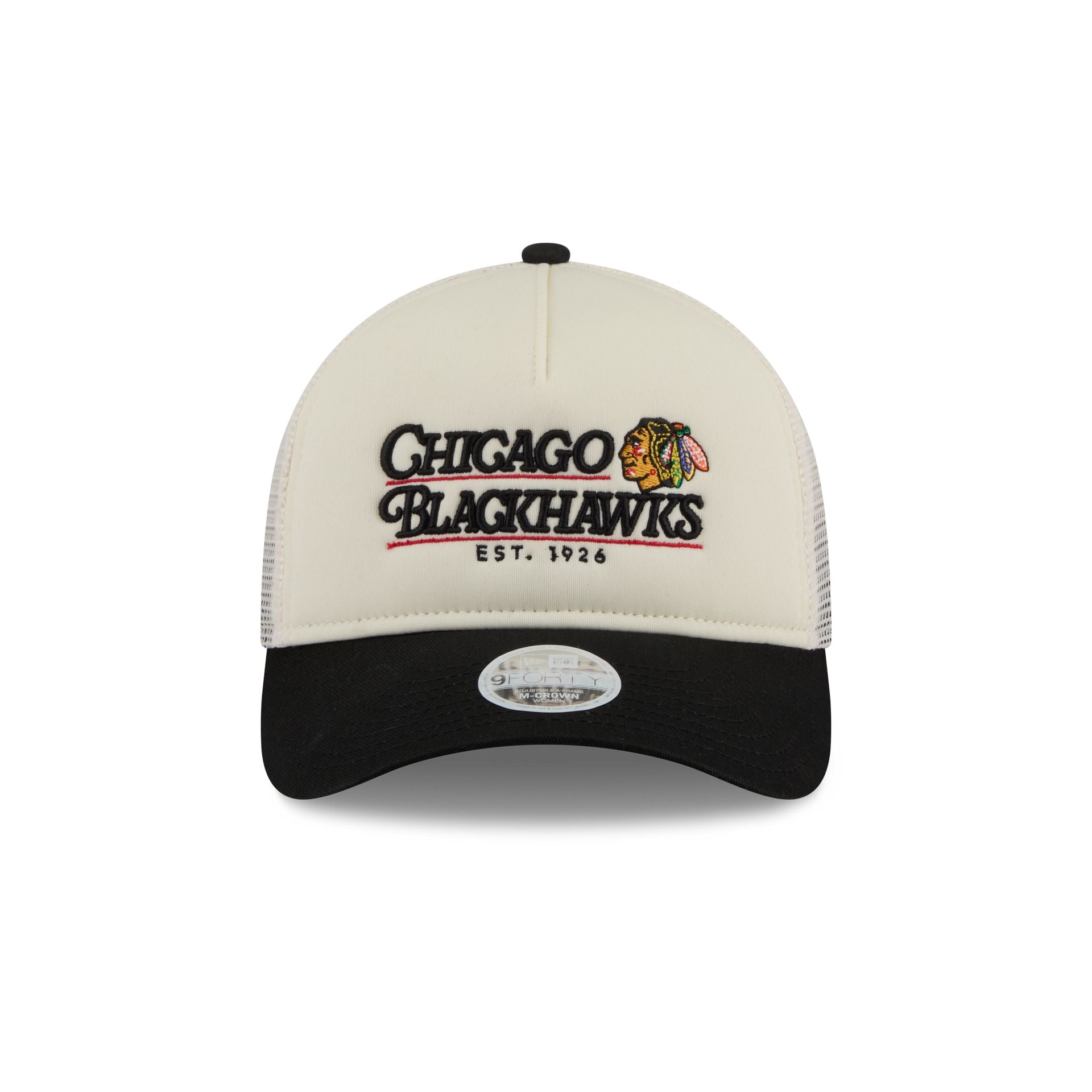 Chicago Blackhawks Retro Chrome Women's White 9FORTY M-Crown A-Frame Trucker Hat