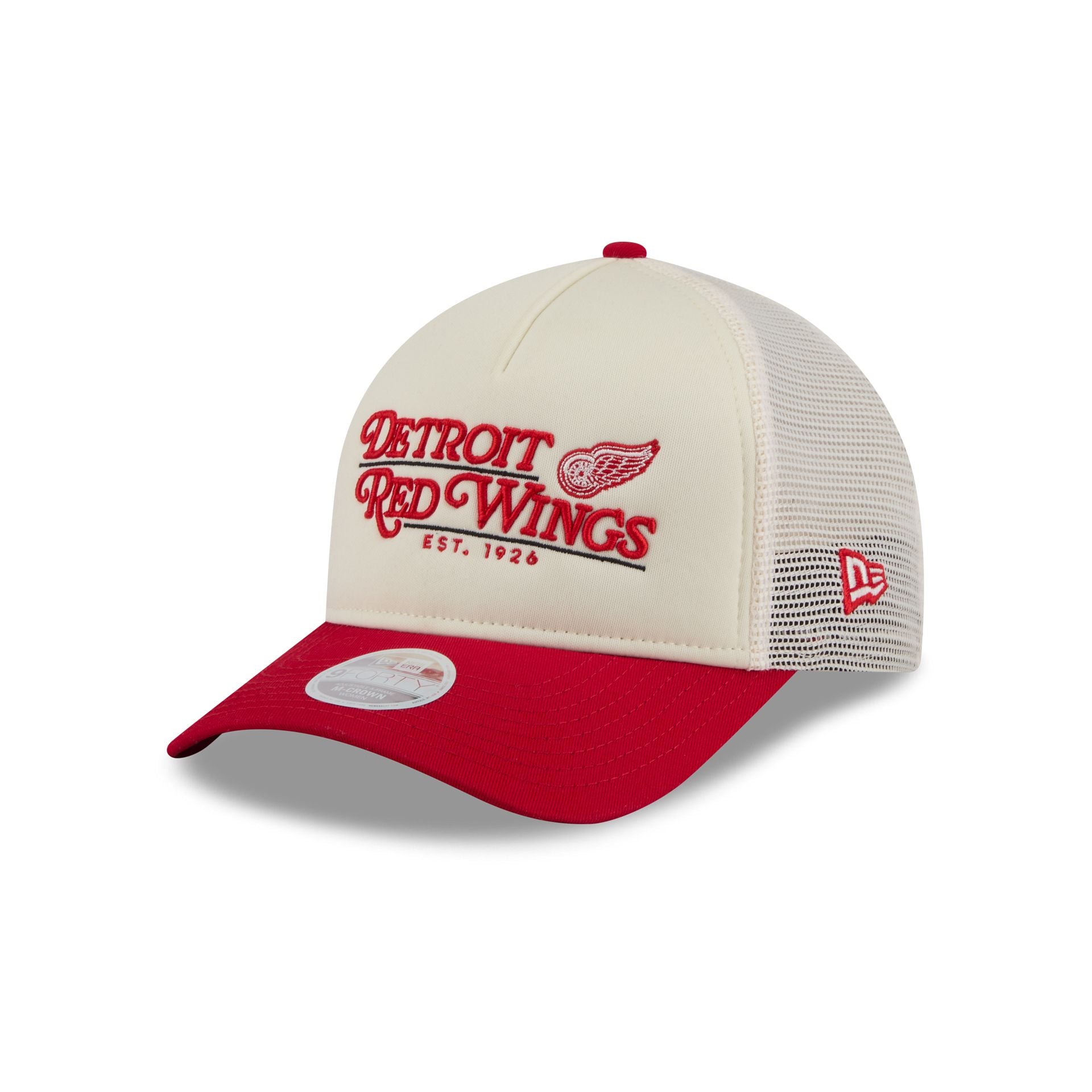 Detroit Red Wings Retro Chrome Women's White 9FORTY M-Crown A-Frame Trucker Hat