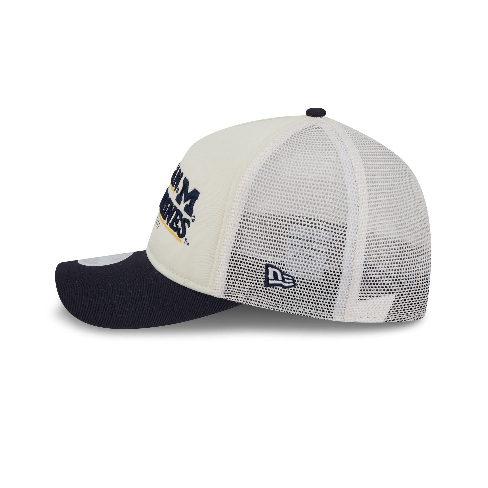 Michigan Wolverines Retro Chrome Women's White 9FORTY M-Crown A-Frame Trucker Hat